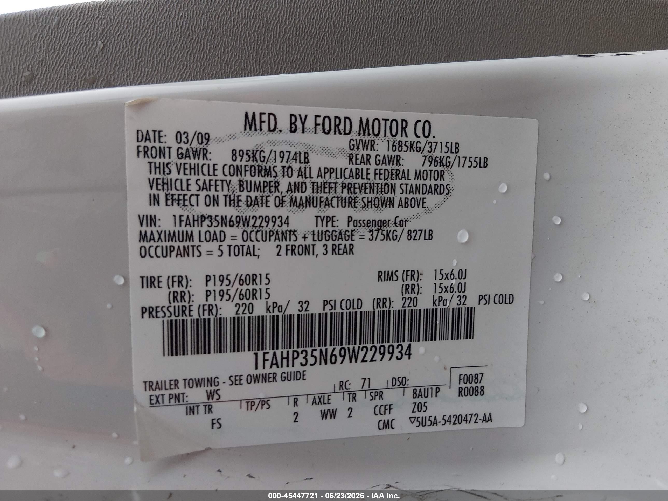 2009 Ford Focus Se White vin: 1FAHP35N69W229934