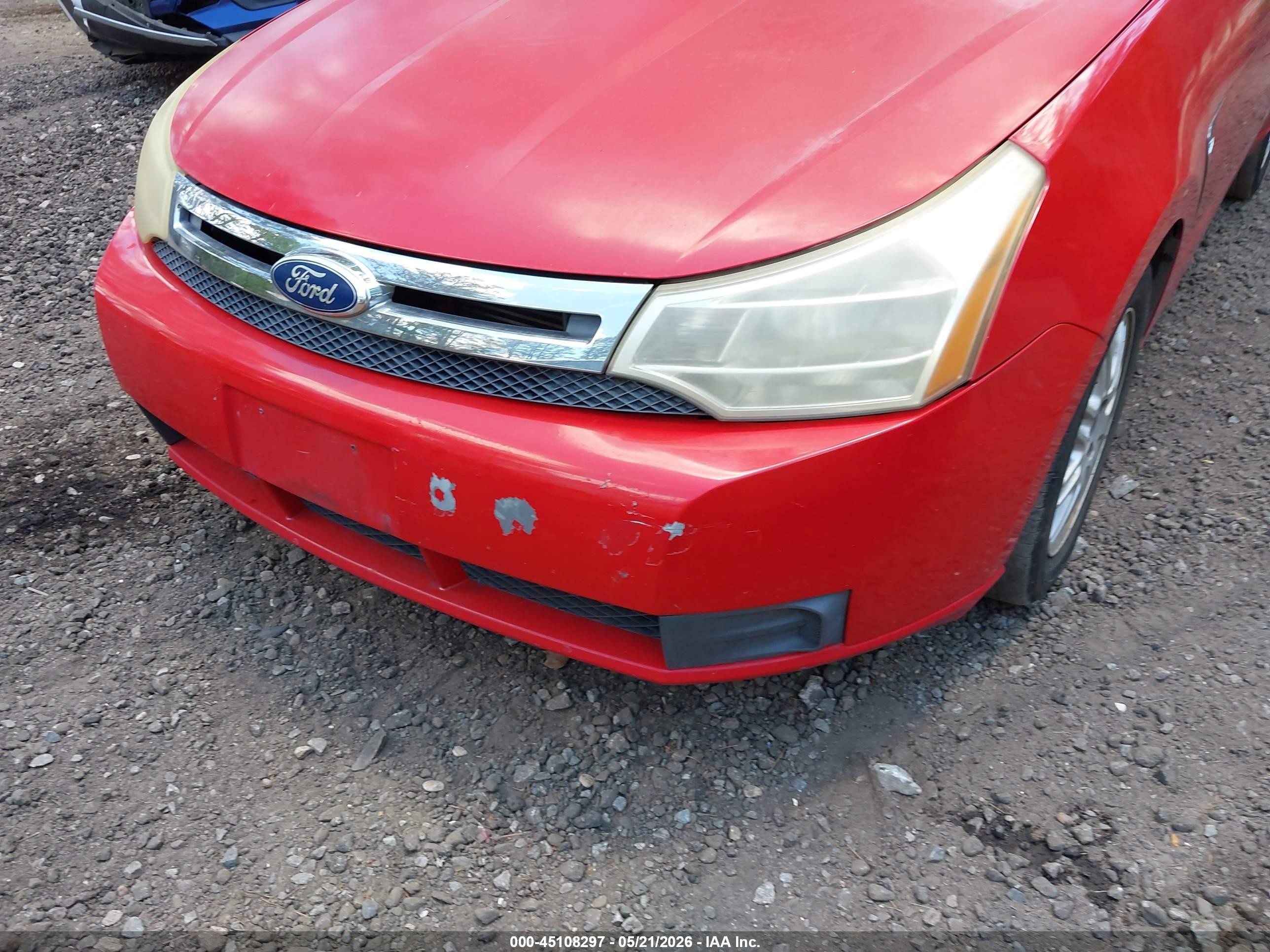 2008 Ford Focus Se/ses Red vin: 1FAHP35N88W129235