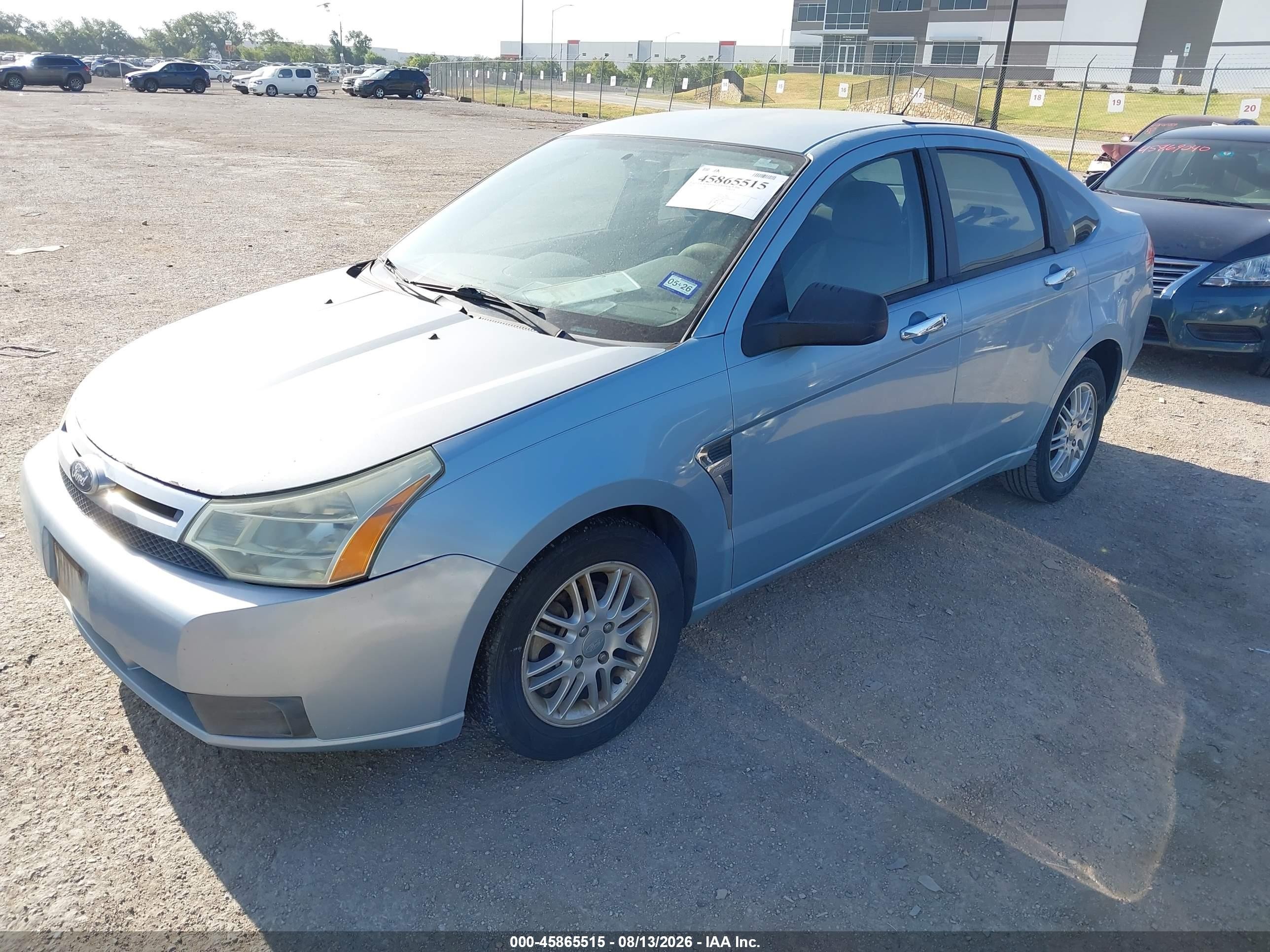 2008 Ford Focus Se/ses Light Blue vin: 1FAHP35N88W186731
