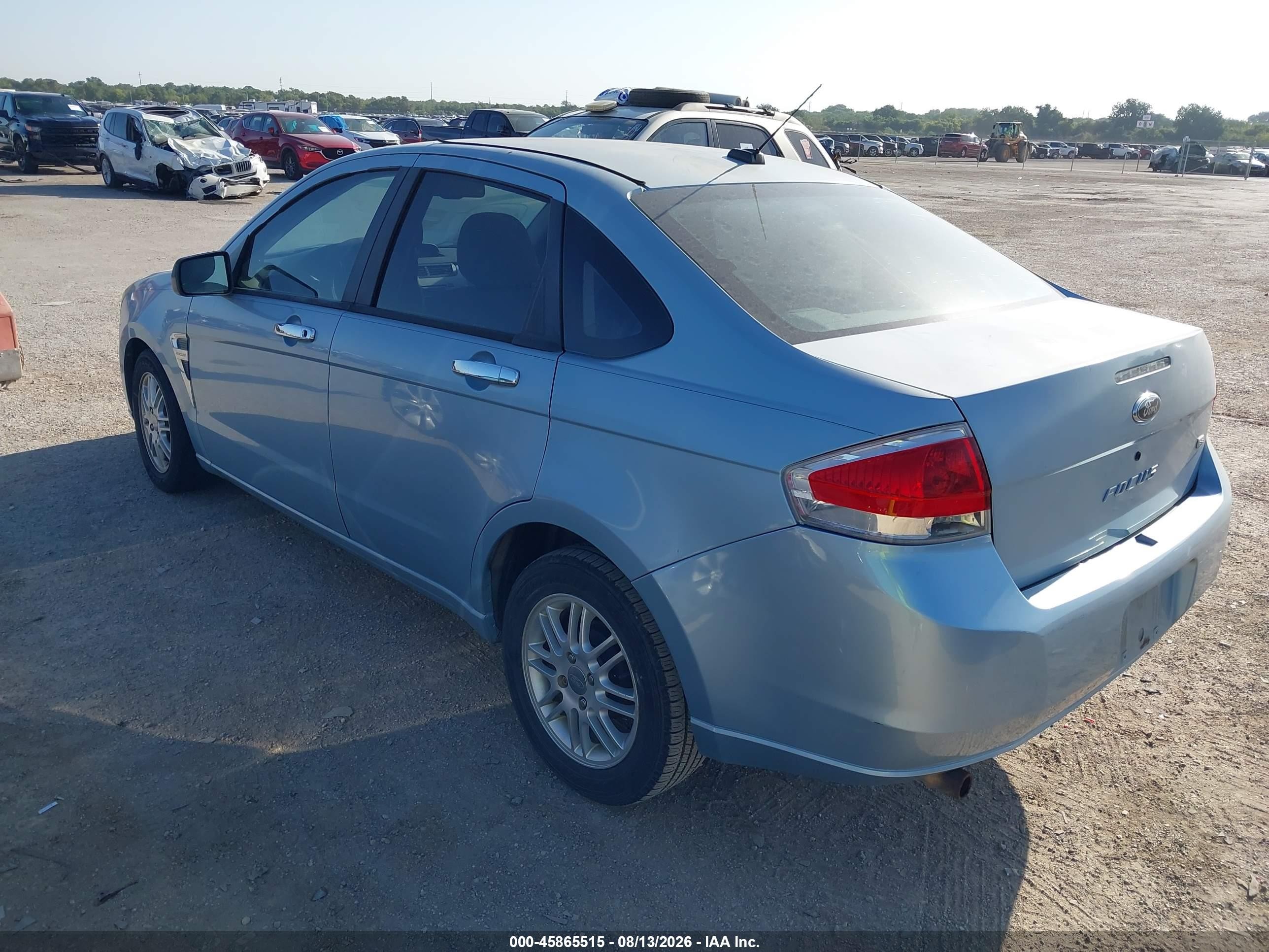 2008 Ford Focus Se/ses Light Blue vin: 1FAHP35N88W186731