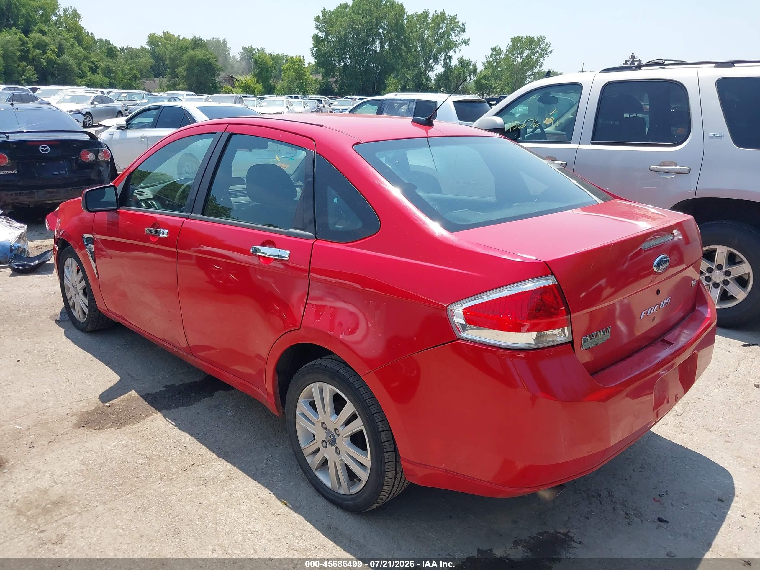 2008 Ford Focus Se/sel/ses Red vin: 1FAHP35N88W246717