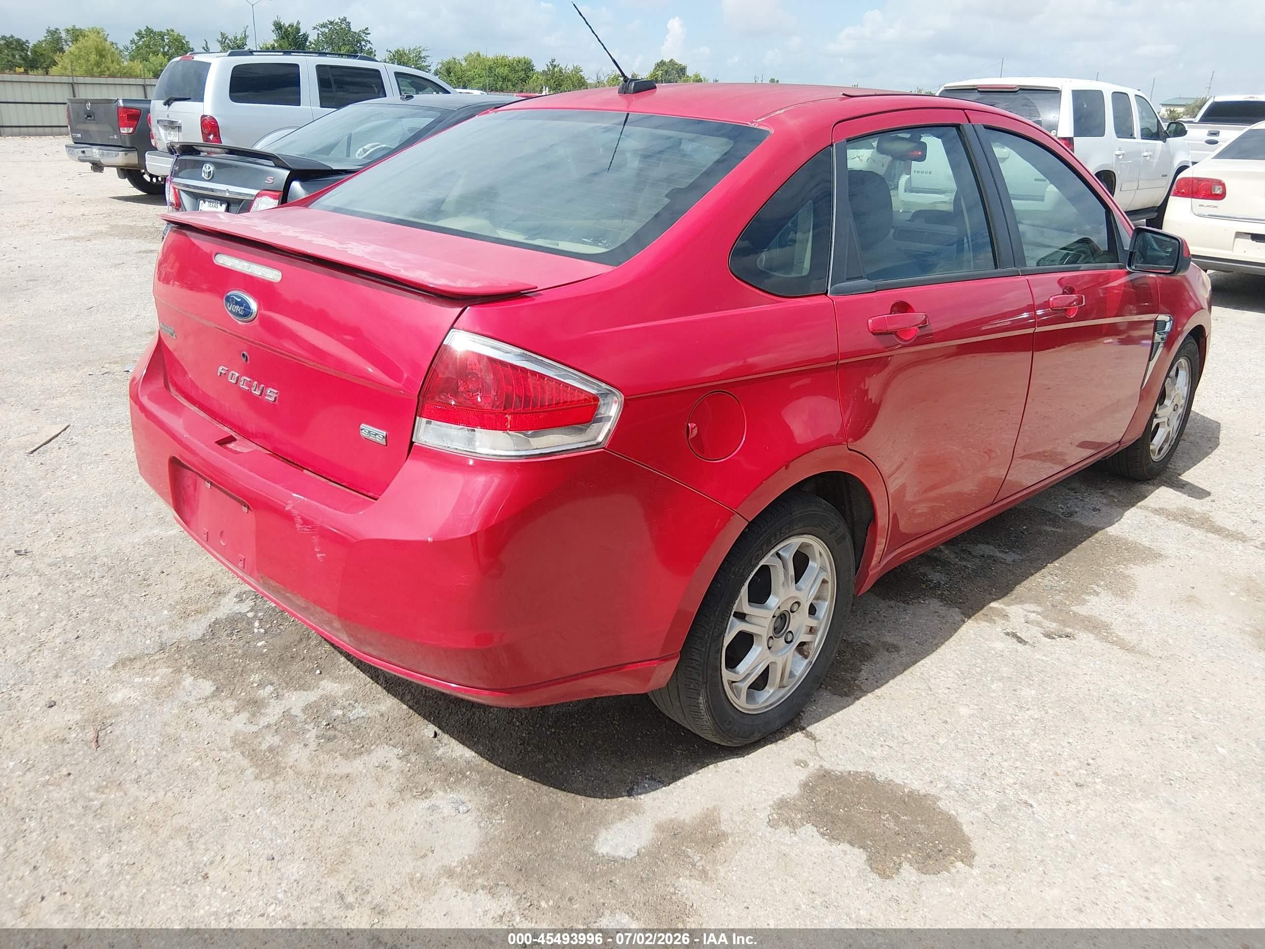2008 Ford Focus Se/ses Red vin: 1FAHP35N88W300372