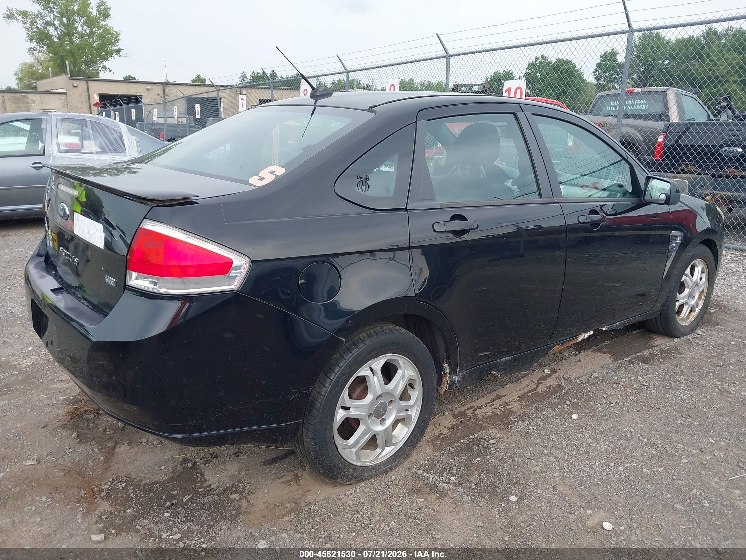 2008 Ford Focus Se/ses Black vin: 1FAHP35N98W241753
