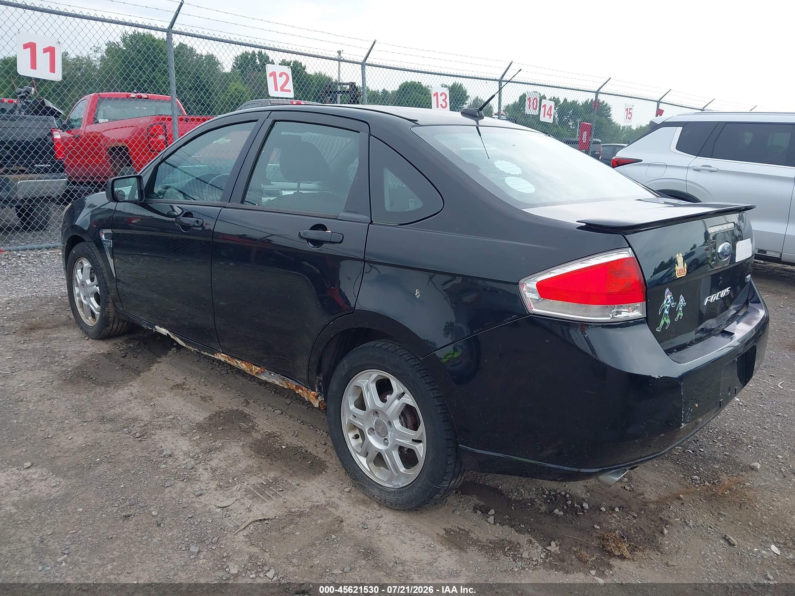 2008 Ford Focus Se/ses Black vin: 1FAHP35N98W241753