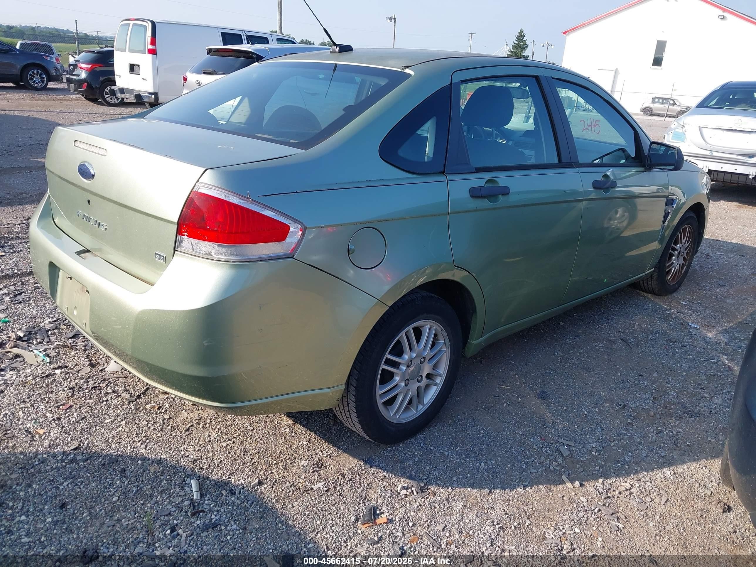 2008 Ford Focus Se/ses Green vin: 1FAHP35N98W259864