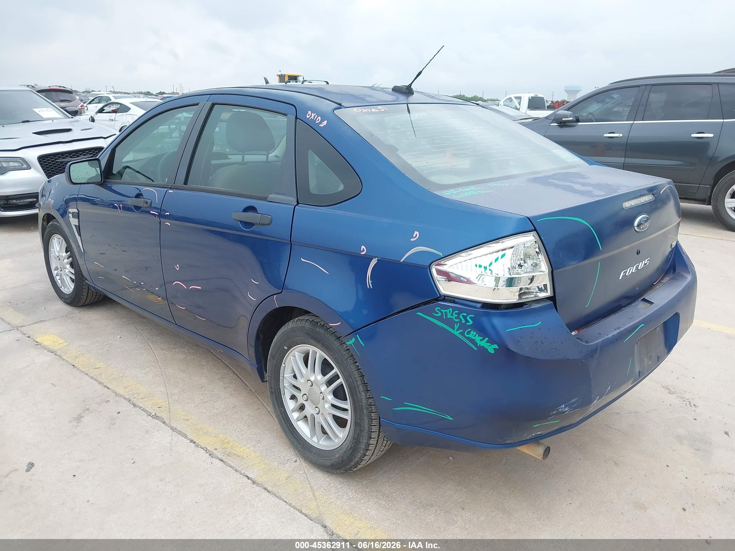 2008 Ford Focus Se/ses Blue vin: 1FAHP35N98W282089