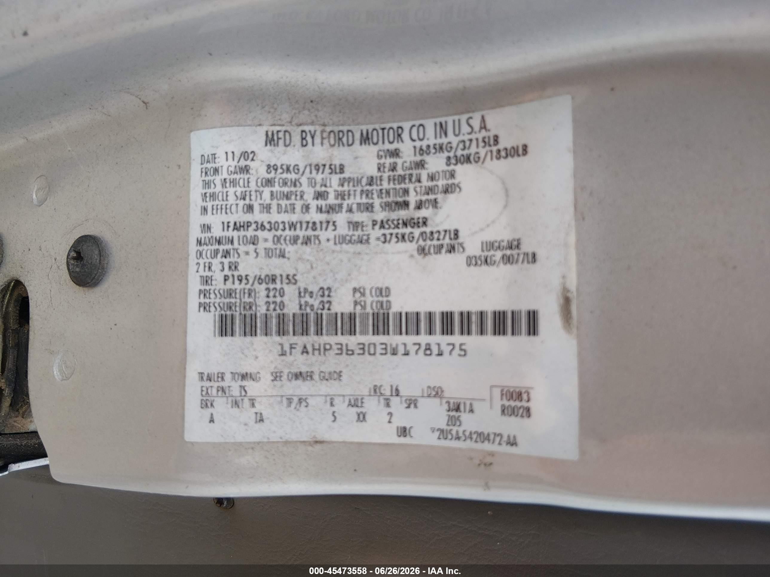 2003 Ford Focus Se/ztw Серебряный vin: 1FAHP36303W178175