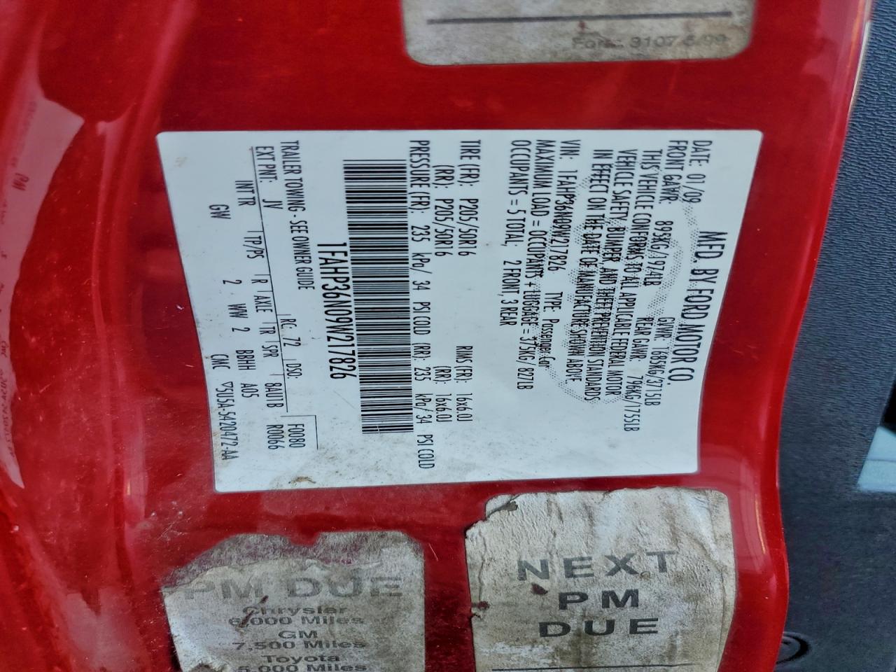 2009 Ford Focus Ses Red vin: 1FAHP36N09W217826