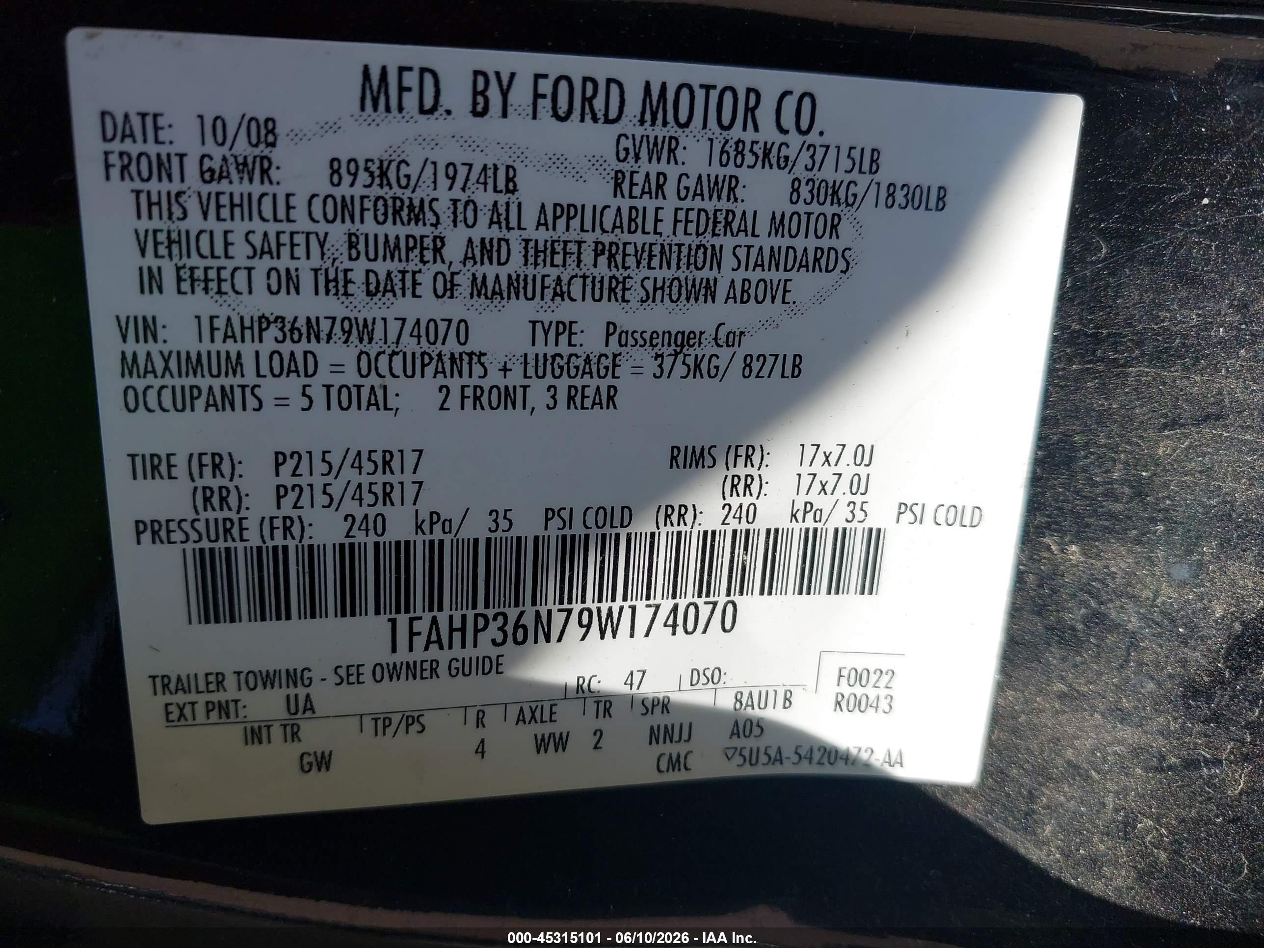 2009 Ford Focus Ses Black vin: 1FAHP36N79W174070