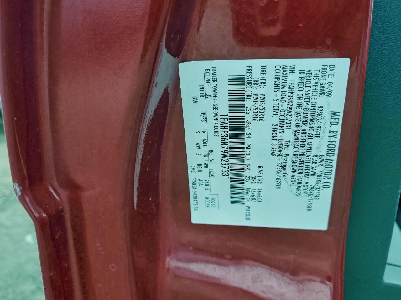 2009 Ford Focus Ses Red vin: 1FAHP36N79W237331