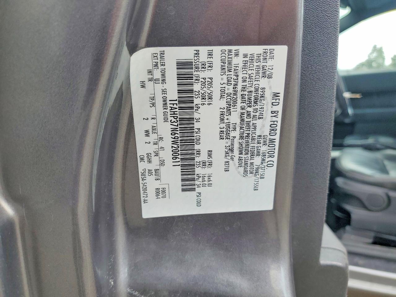 2009 Ford Focus Sel Gray vin: 1FAHP37N69W200611