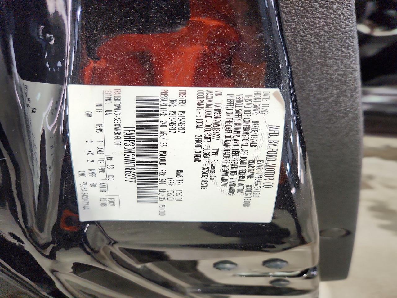 2010 Ford Focus Ses Black vin: 1FAHP3DN2AW186277