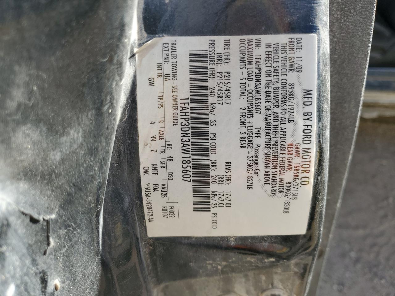 2010 Ford Focus Ses Burn vin: 1FAHP3DN3AW185607
