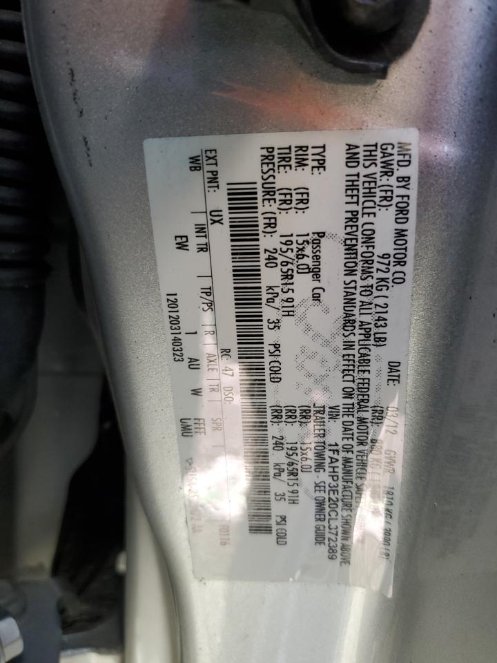 2012 Ford Focus S Silver vin: 1FAHP3E20CL372389
