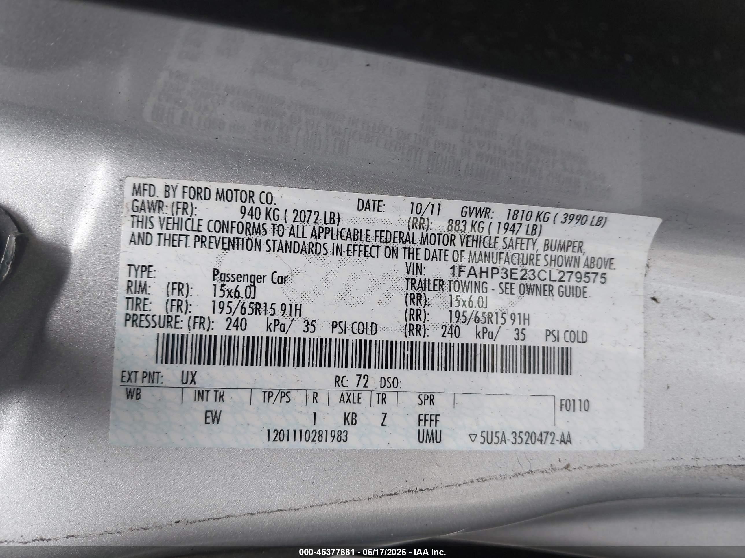 2012 Ford Focus S Silver vin: 1FAHP3E23CL279575