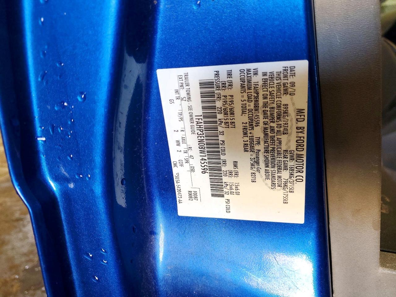 2011 Ford Focus S Blue vin: 1FAHP3EN0BW145596