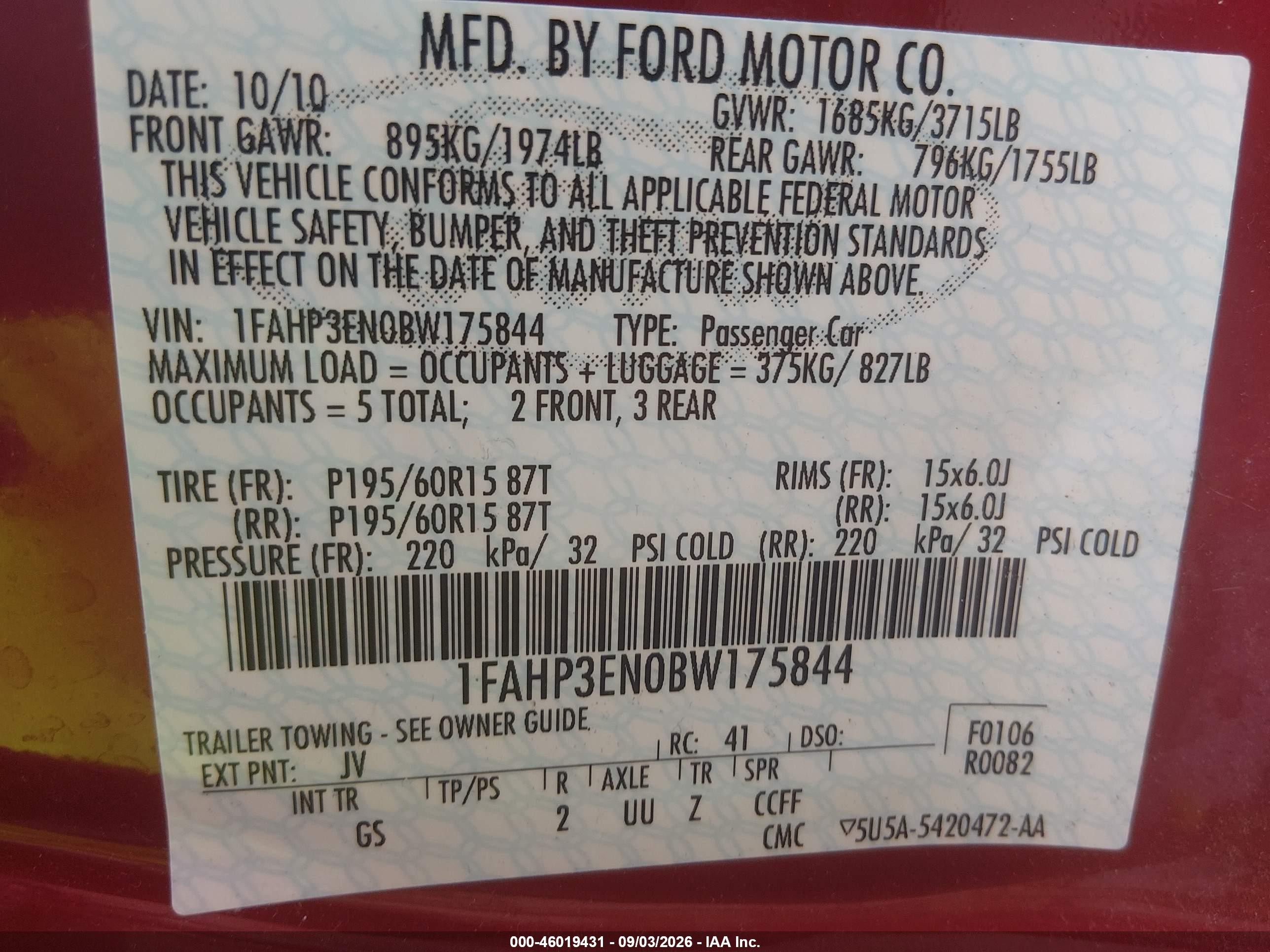 2011 Ford Focus S Red vin: 1FAHP3EN0BW175844