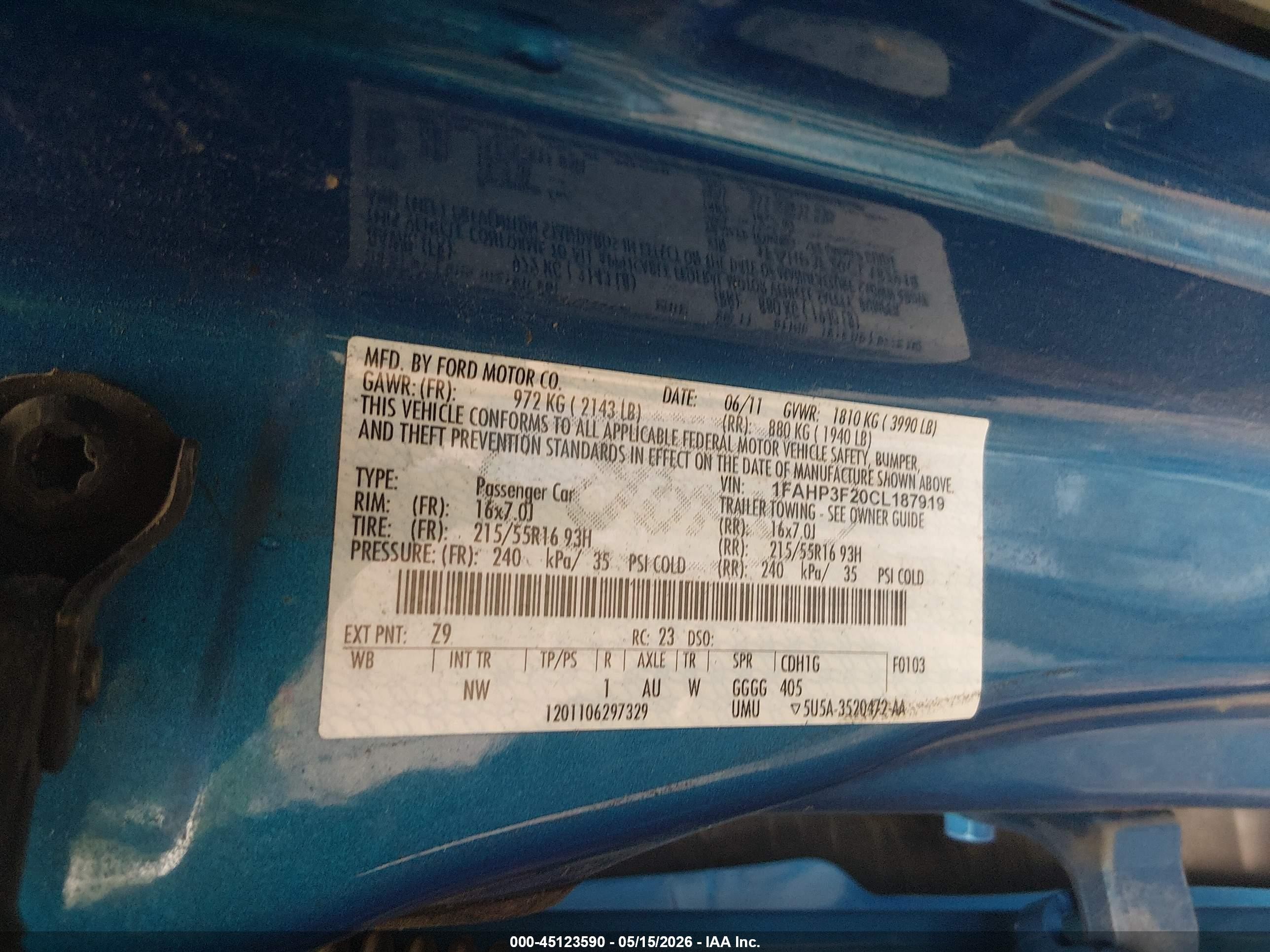 2012 Ford Focus Se Blue vin: 1FAHP3F20CL187919
