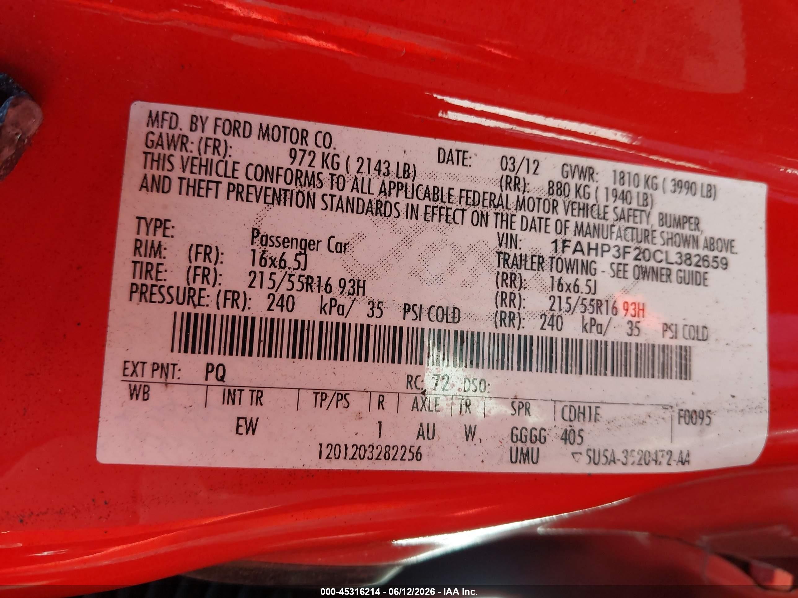 2012 Ford Focus Se Red vin: 1FAHP3F20CL382659