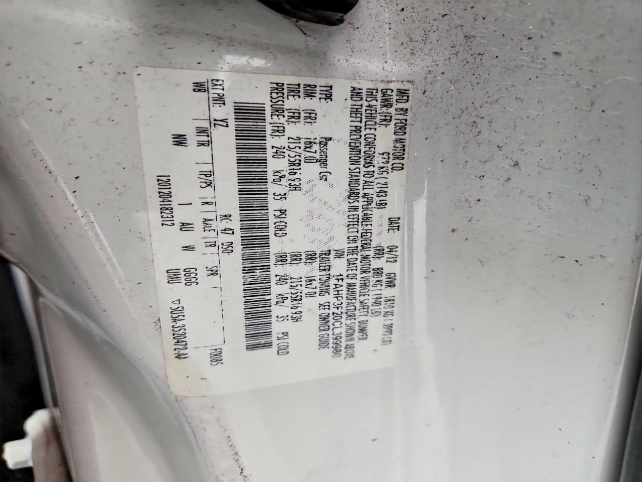 2012 Ford Focus Se White vin: 1FAHP3F20CL399980