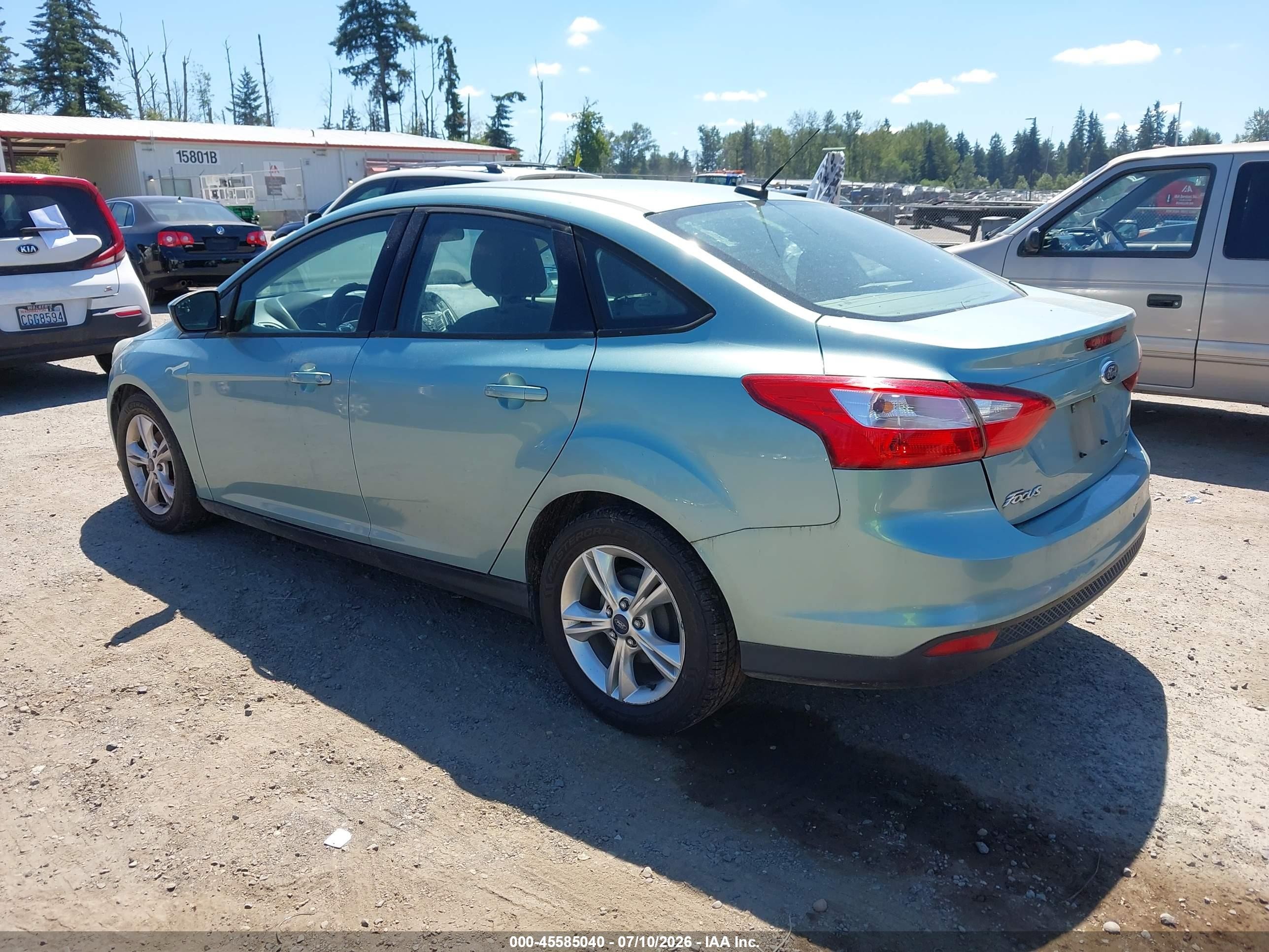 2012 Ford Focus Se Light Blue vin: 1FAHP3F20CL411285