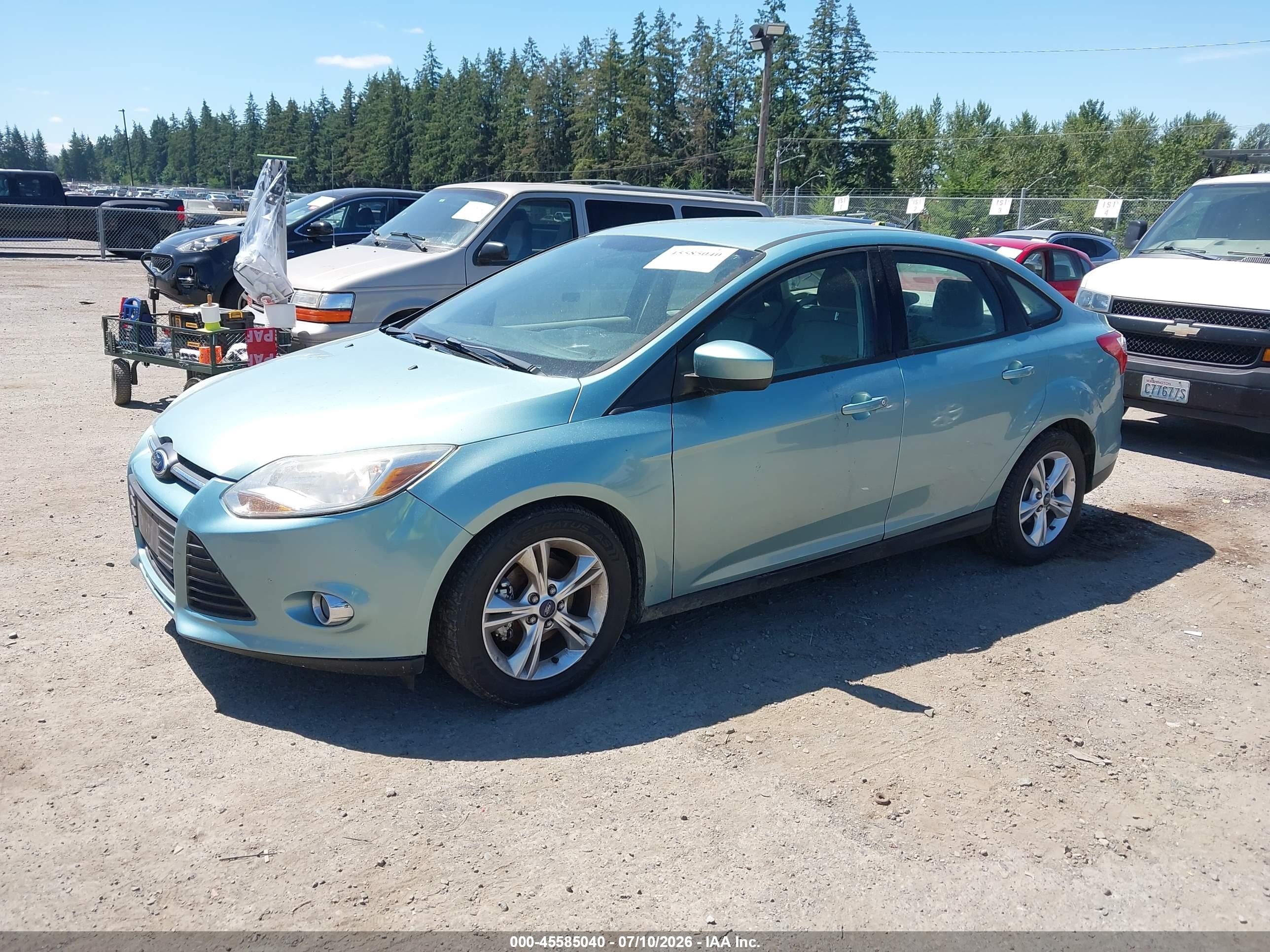2012 Ford Focus Se Light Blue vin: 1FAHP3F20CL411285