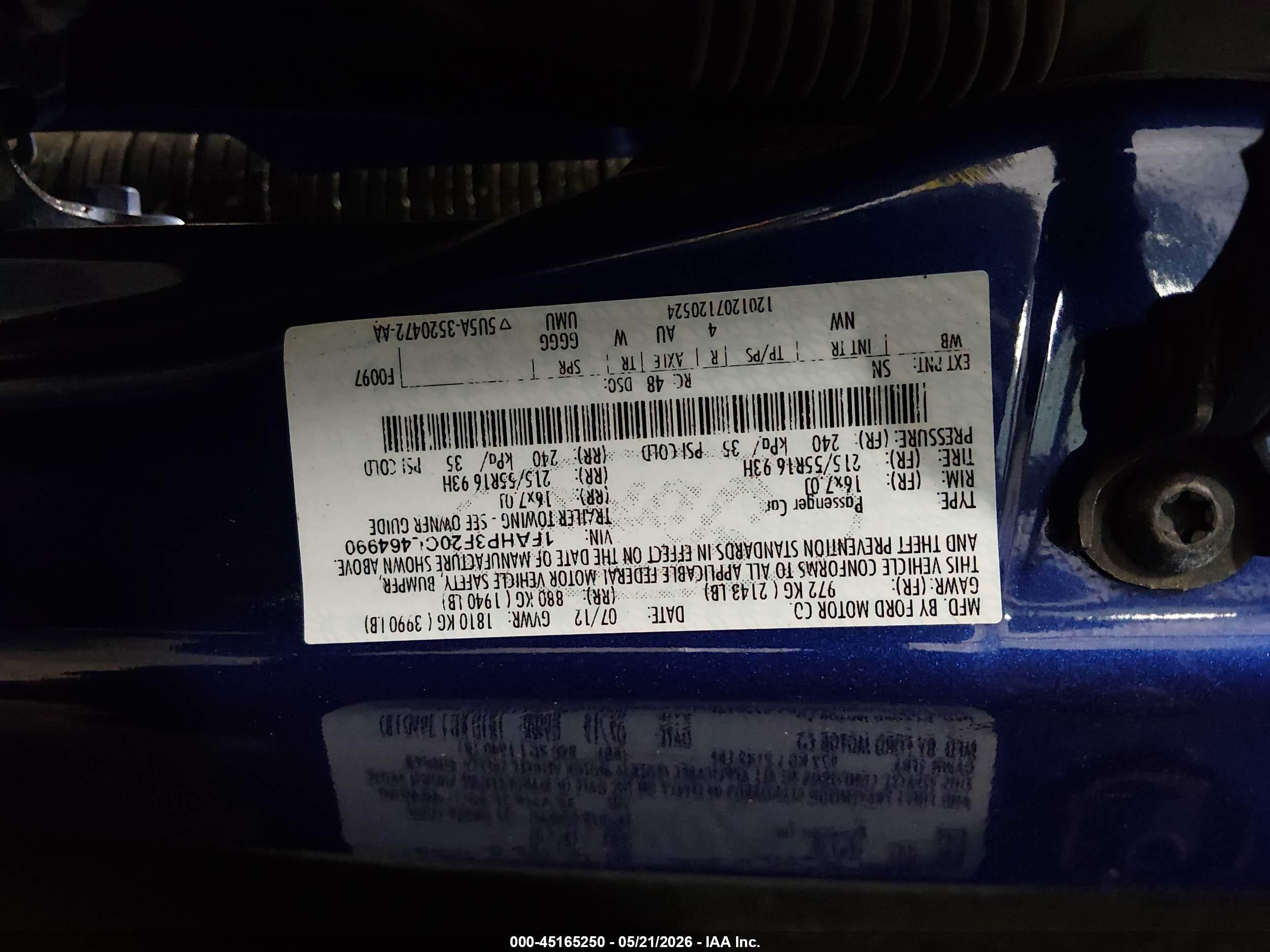 2012 Ford Focus Se Blue vin: 1FAHP3F20CL464990