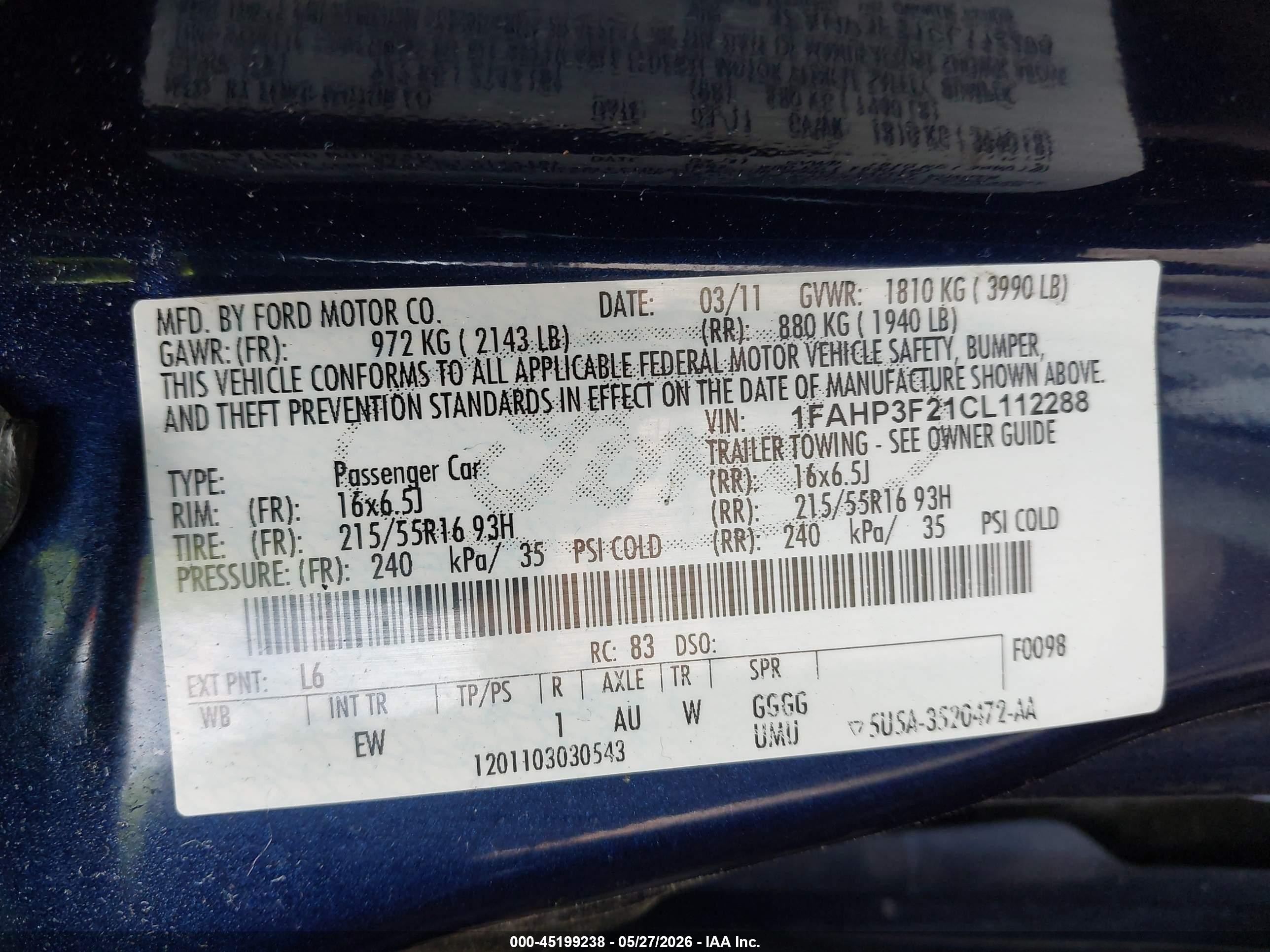 2012 Ford Focus Se Blue vin: 1FAHP3F21CL112288