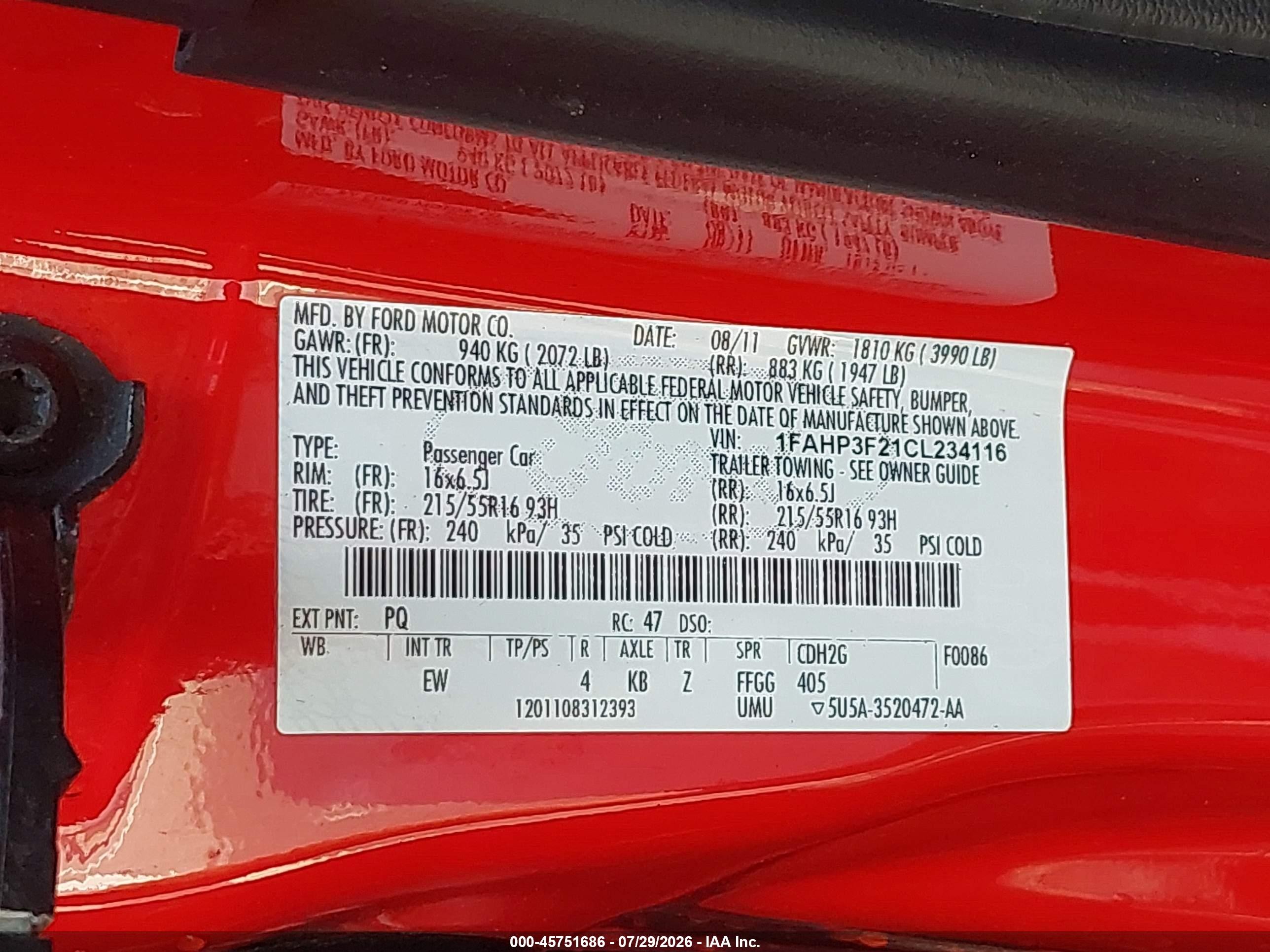 2012 Ford Focus Se Red vin: 1FAHP3F21CL234116