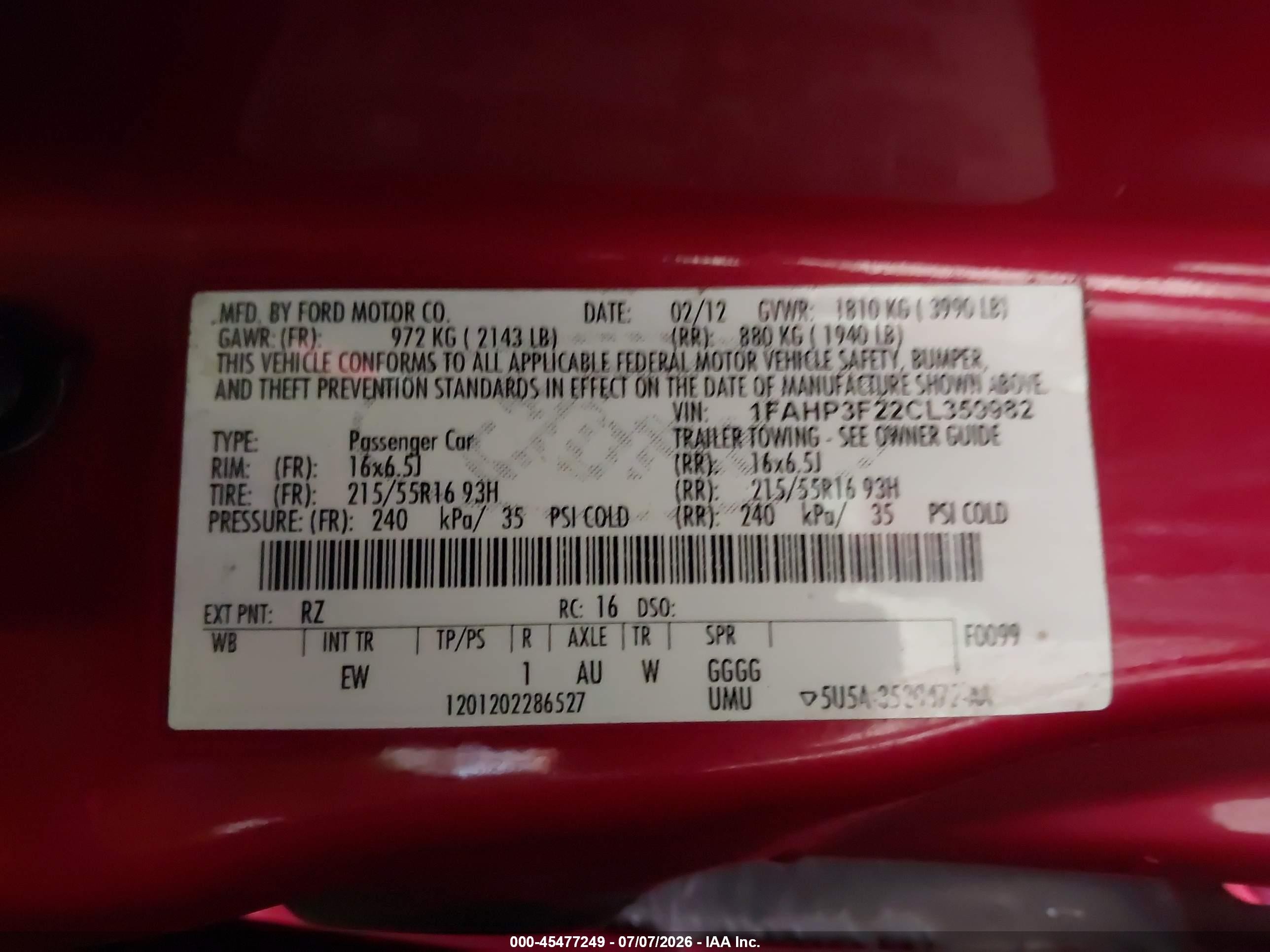 2012 Ford Focus Se Red vin: 1FAHP3F22CL359982