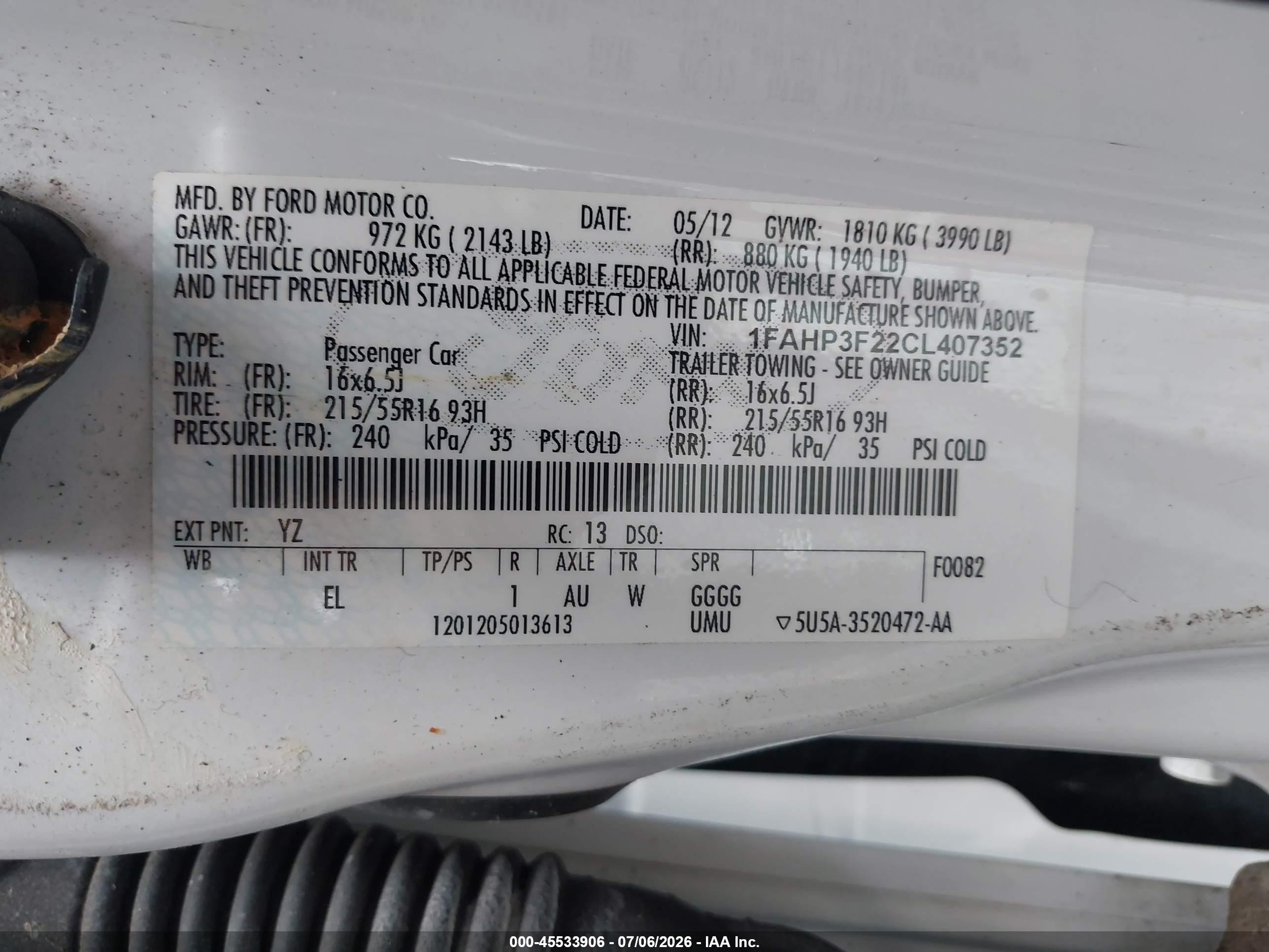 2012 Ford Focus Se White vin: 1FAHP3F22CL407352