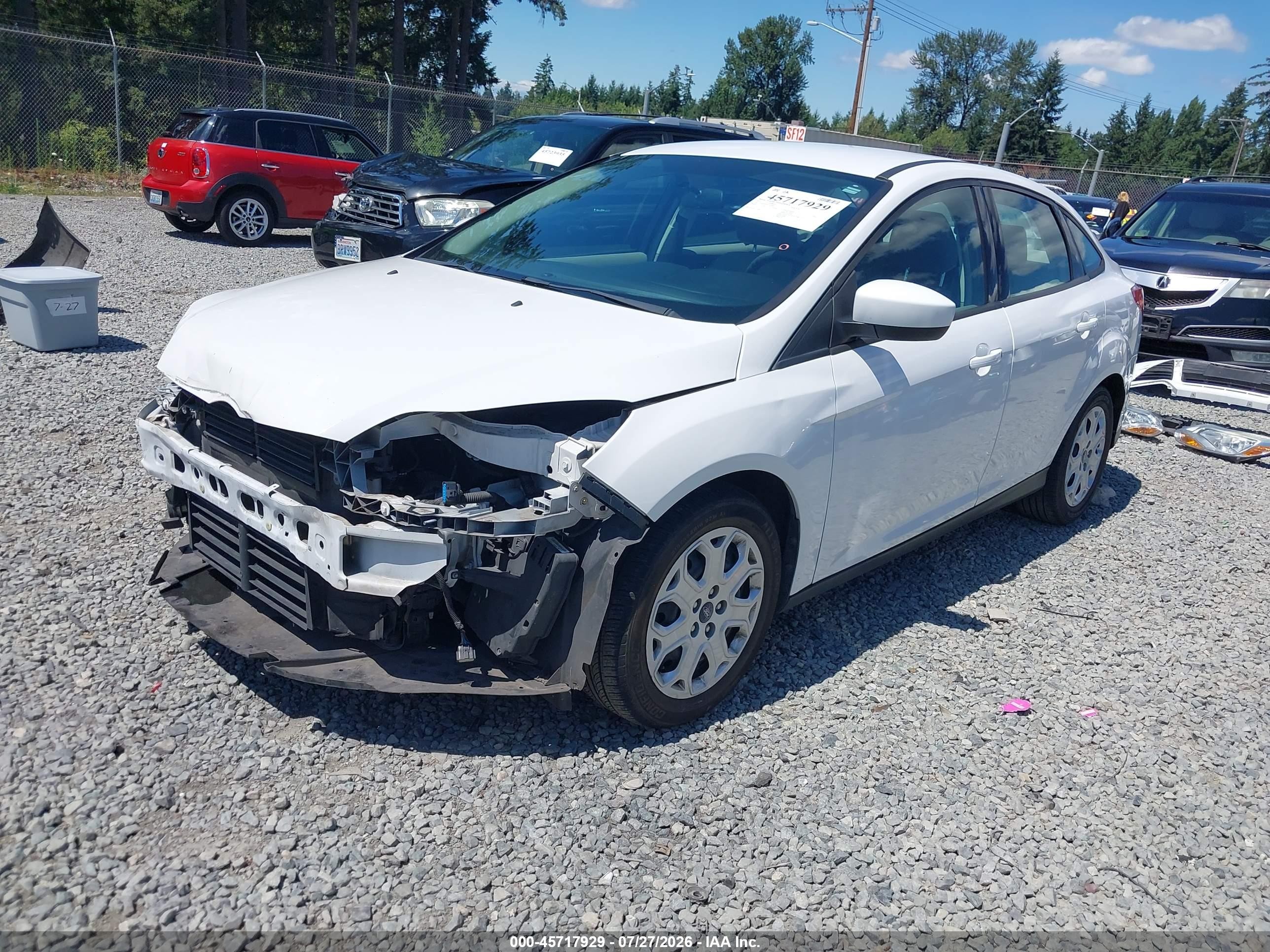 2012 Ford Focus Se White vin: 1FAHP3F22CL424409