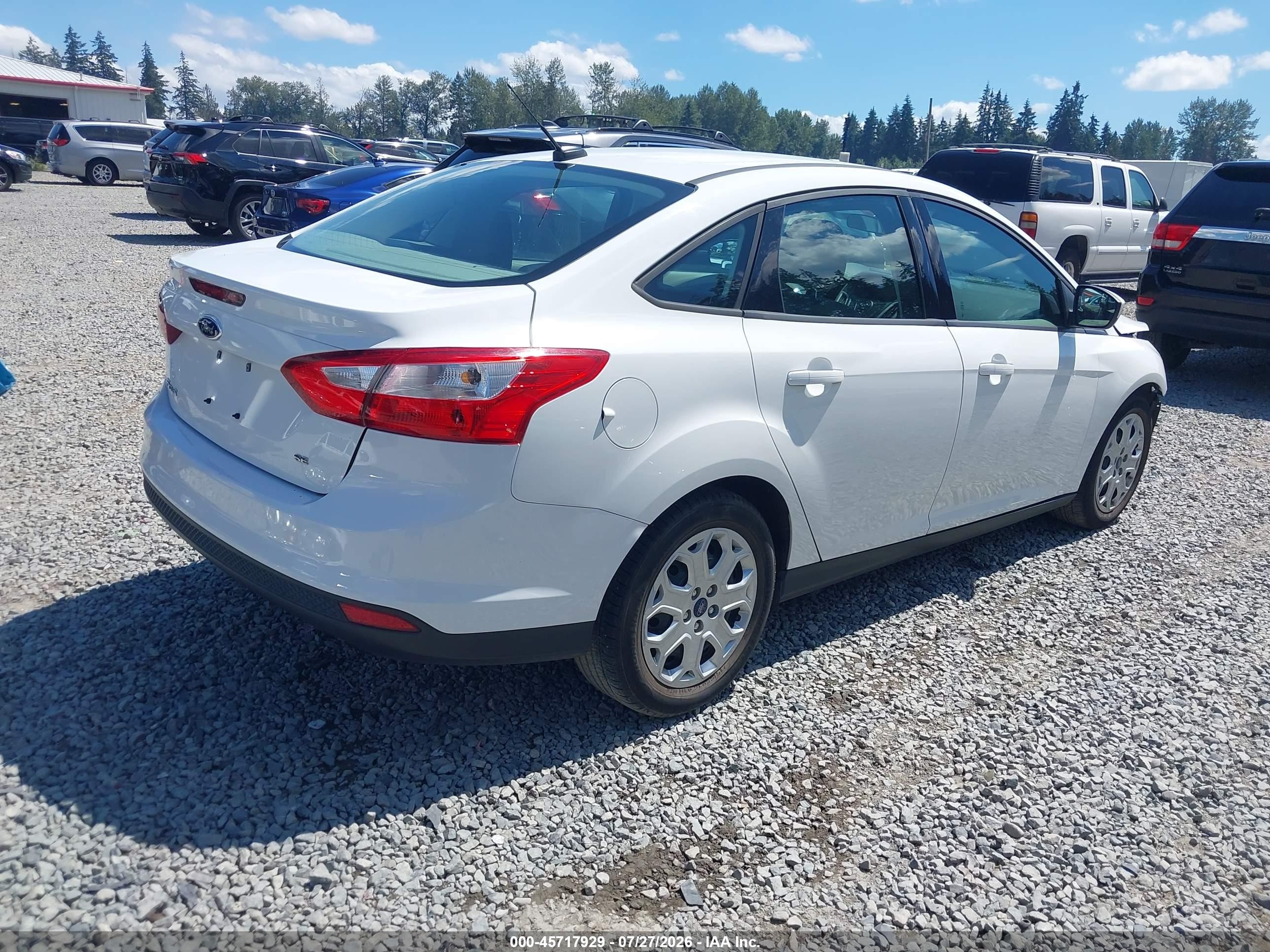 2012 Ford Focus Se White vin: 1FAHP3F22CL424409