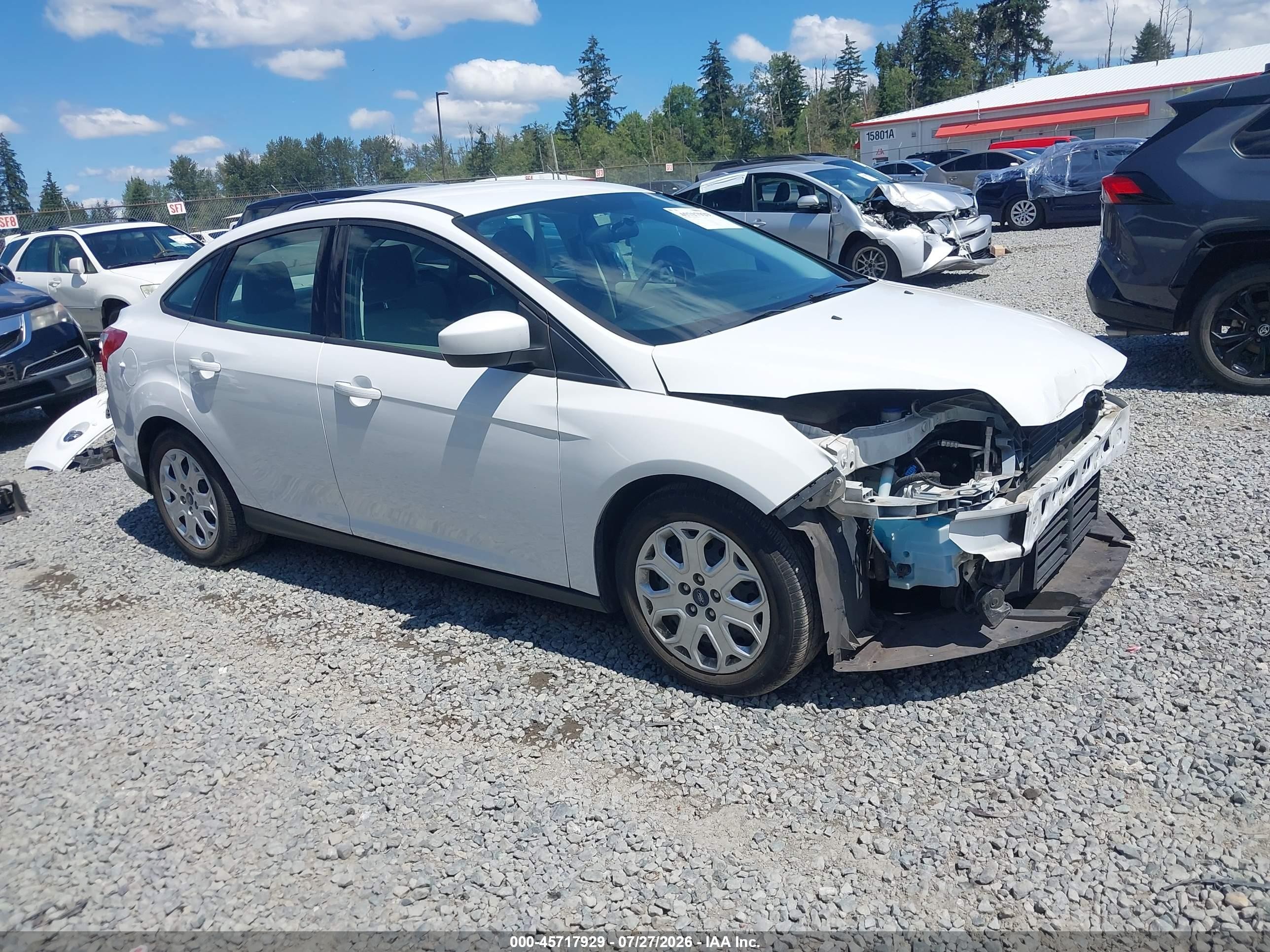 2012 Ford Focus Se White vin: 1FAHP3F22CL424409
