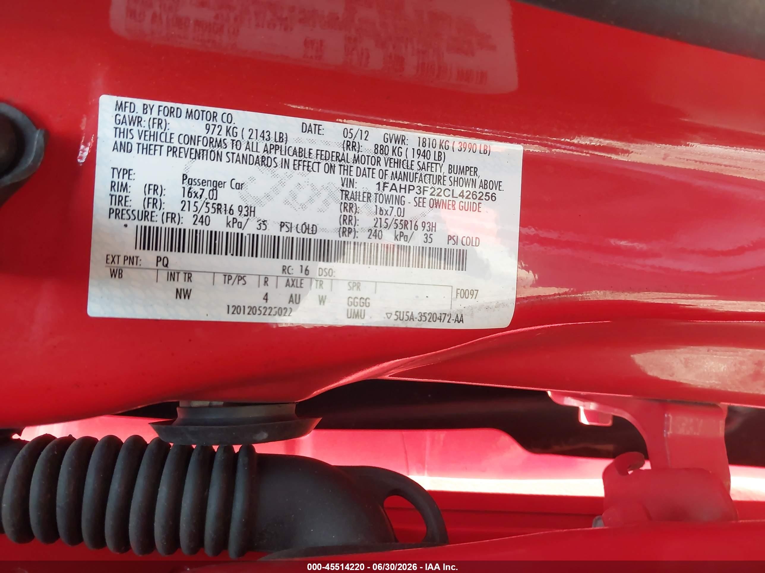2012 Ford Focus Se Red vin: 1FAHP3F22CL426256