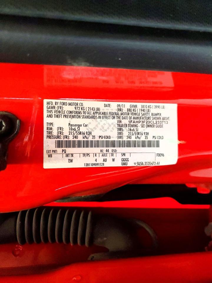 2012 Ford Focus Se Red vin: 1FAHP3F23CL233713