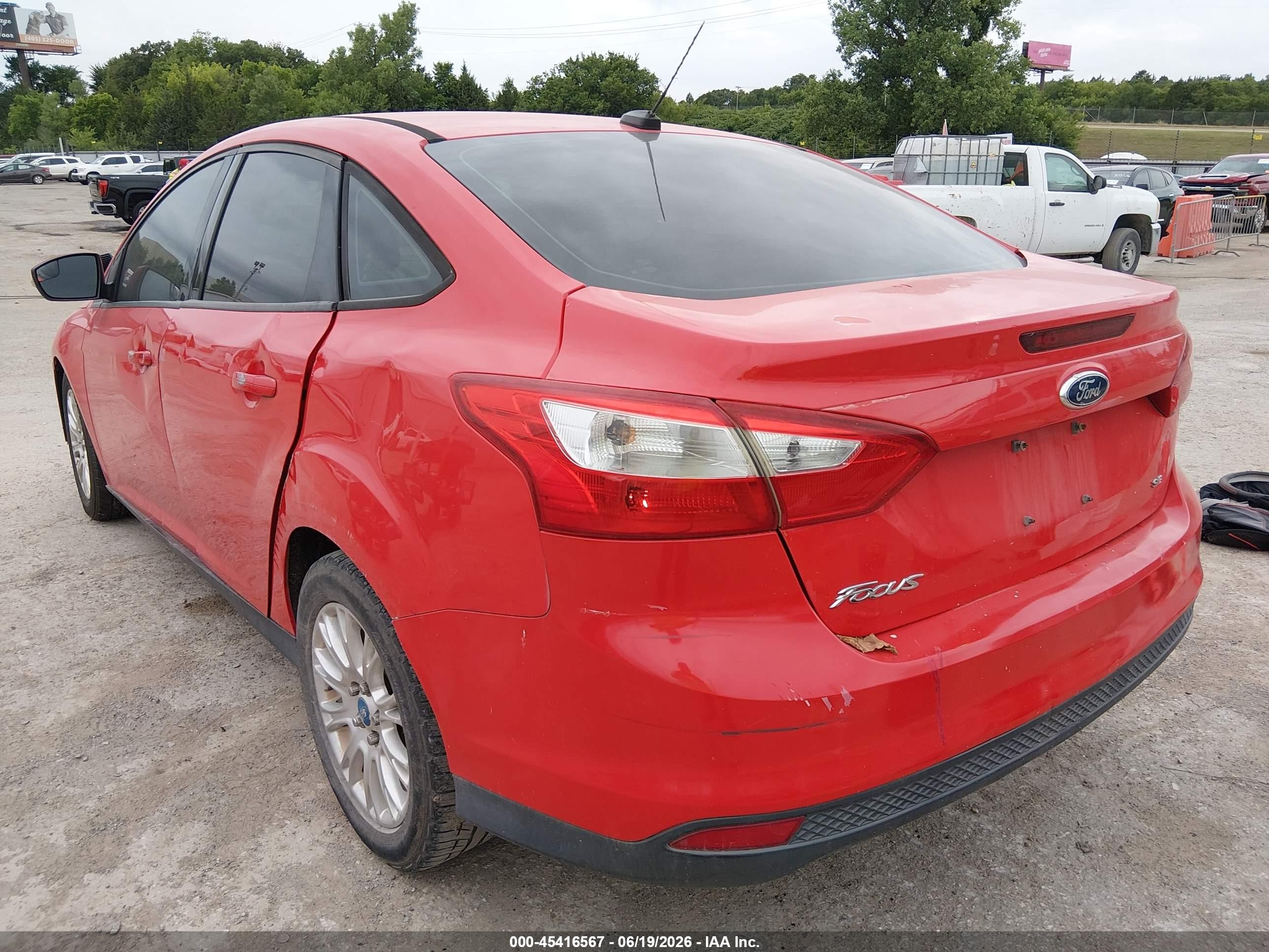 2012 Ford Focus Se Red vin: 1FAHP3F24CL204267