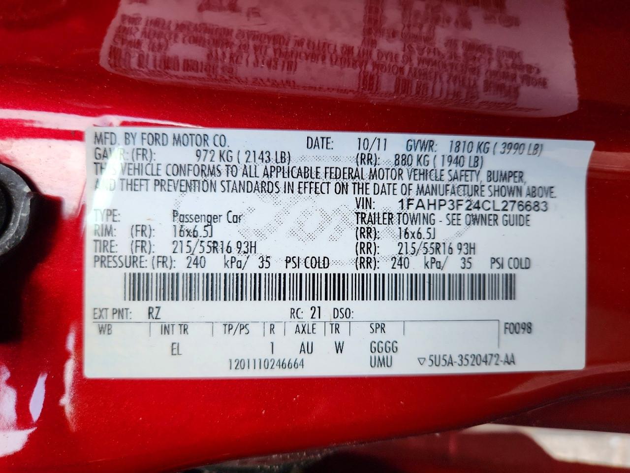 2012 Ford Focus Se Red vin: 1FAHP3F24CL276683