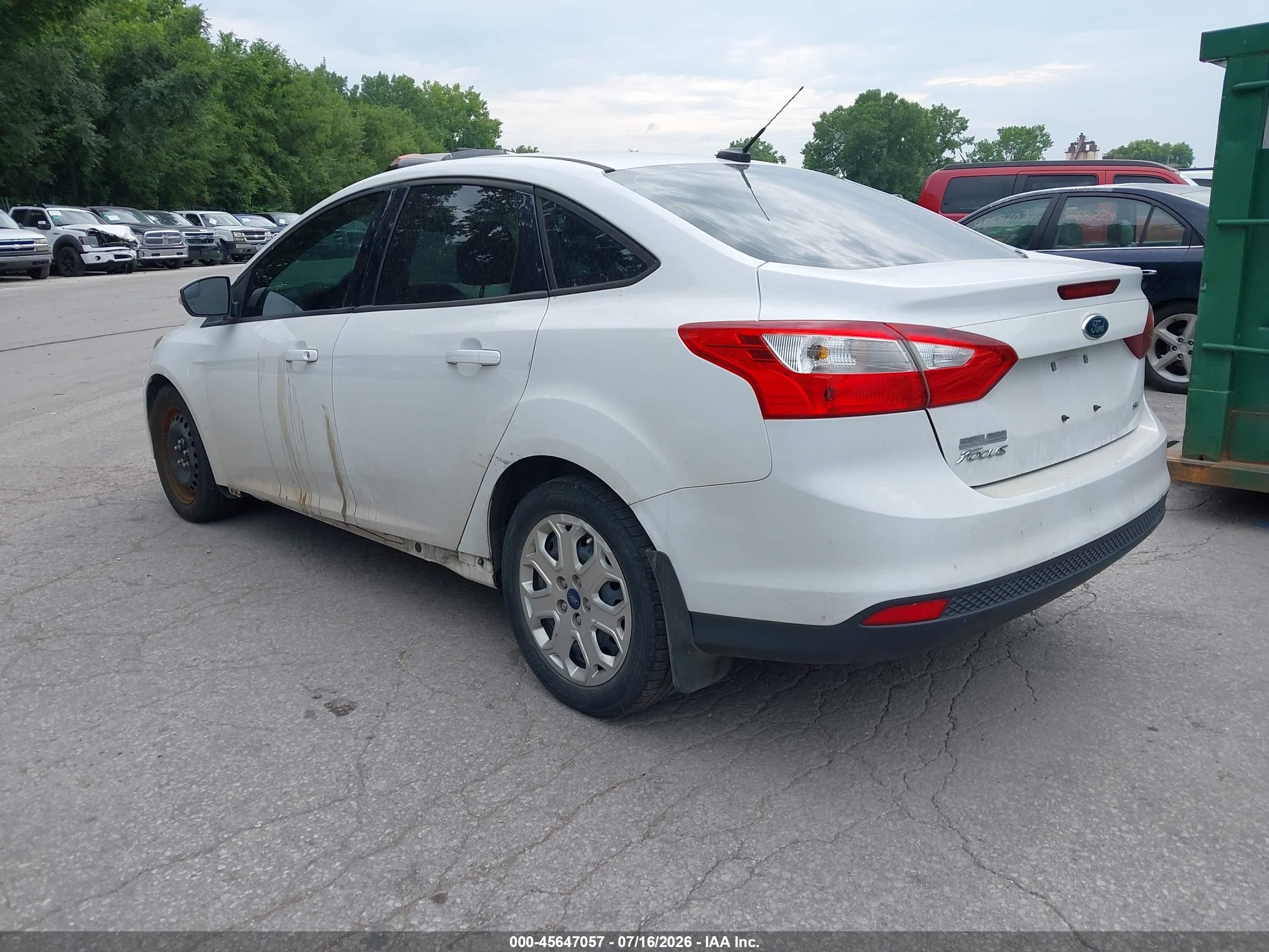 2012 Ford Focus Se White vin: 1FAHP3F24CL362060