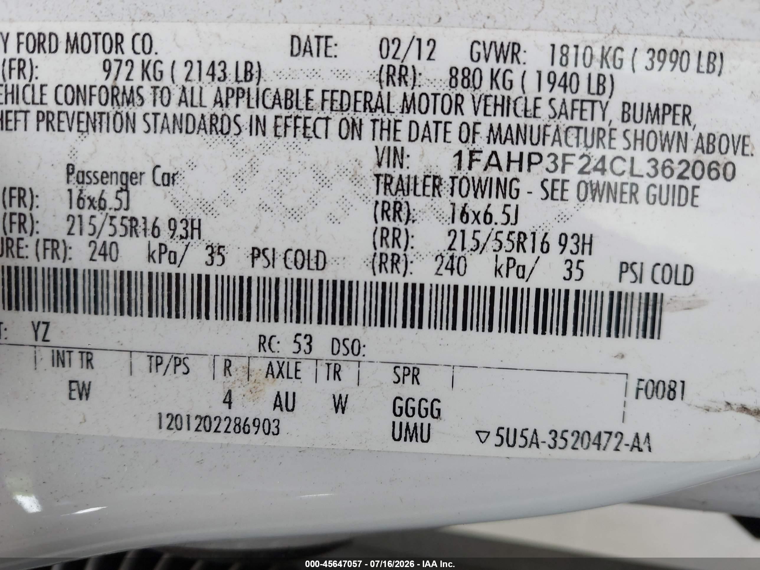 2012 Ford Focus Se White vin: 1FAHP3F24CL362060