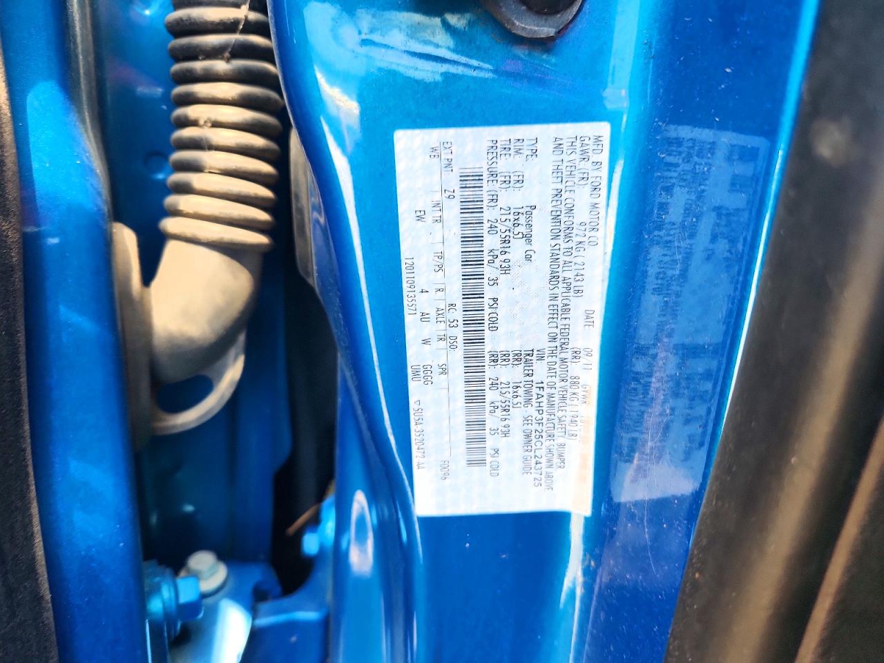 2012 Ford Focus Se Blue vin: 1FAHP3F25CL243725