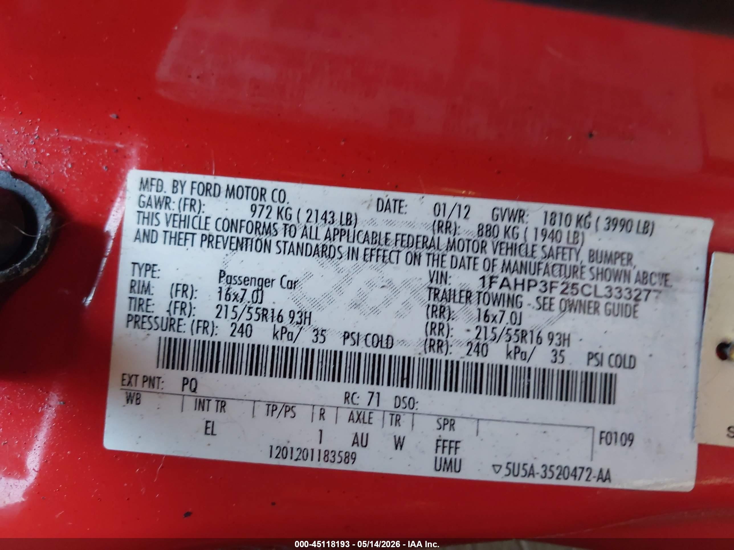 2012 Ford Focus Se Red vin: 1FAHP3F25CL333277