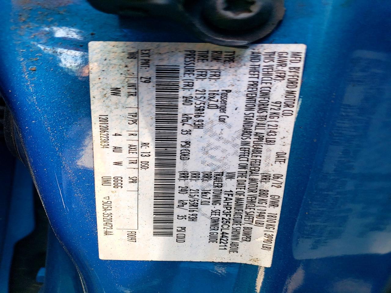 2012 Ford Focus Se Blue vin: 1FAHP3F25CL442211
