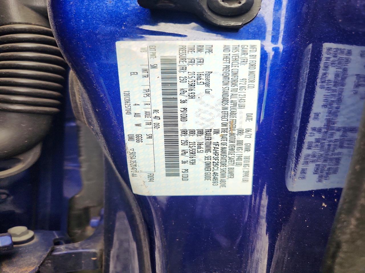 2012 Ford Focus Se Blue vin: 1FAHP3F25CL464693