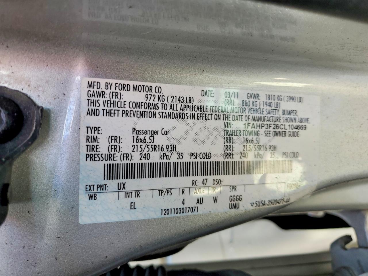 2012 Ford Focus Se Silver vin: 1FAHP3F26CL104669