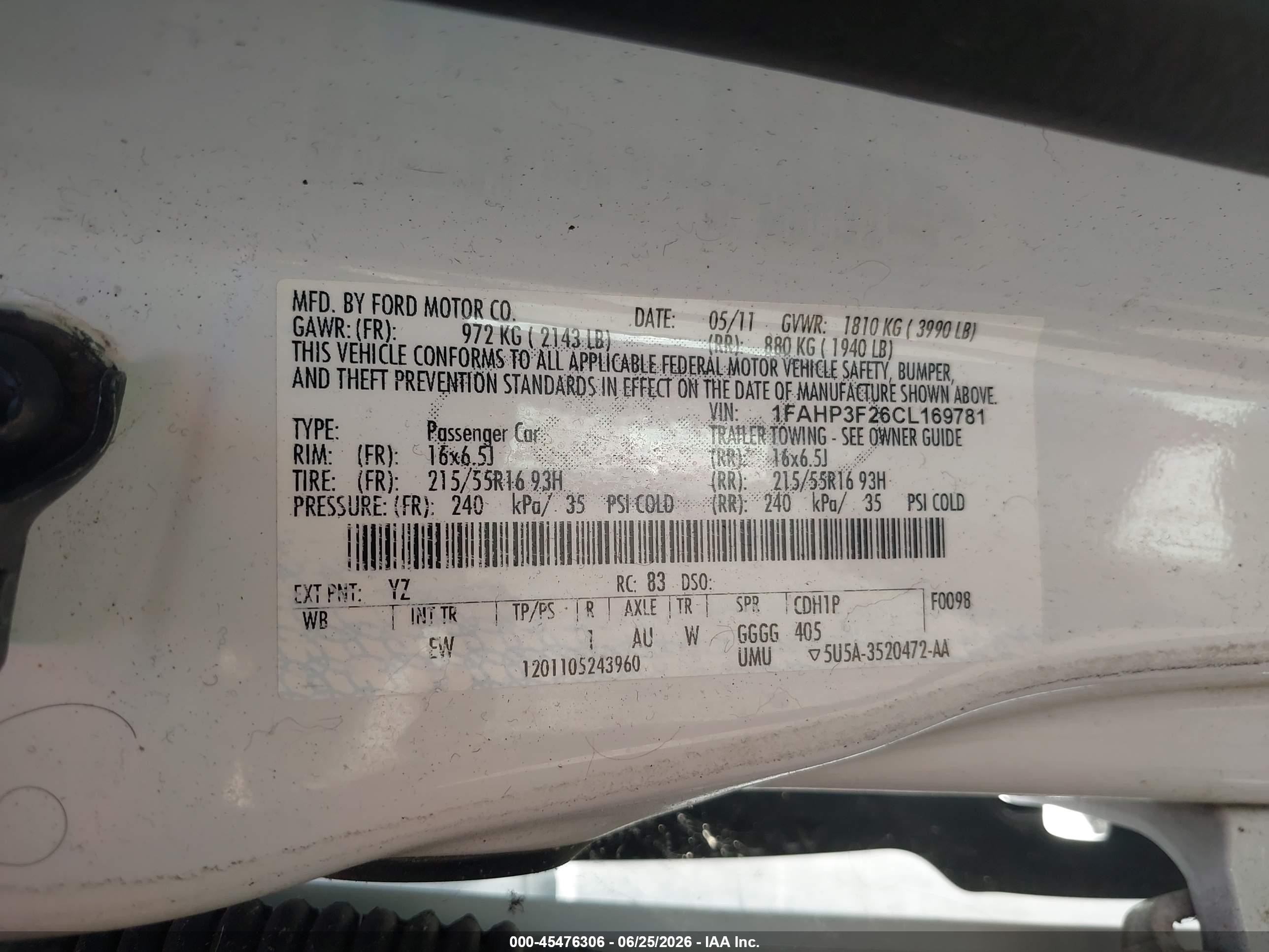 2012 Ford Focus Se White vin: 1FAHP3F26CL169781