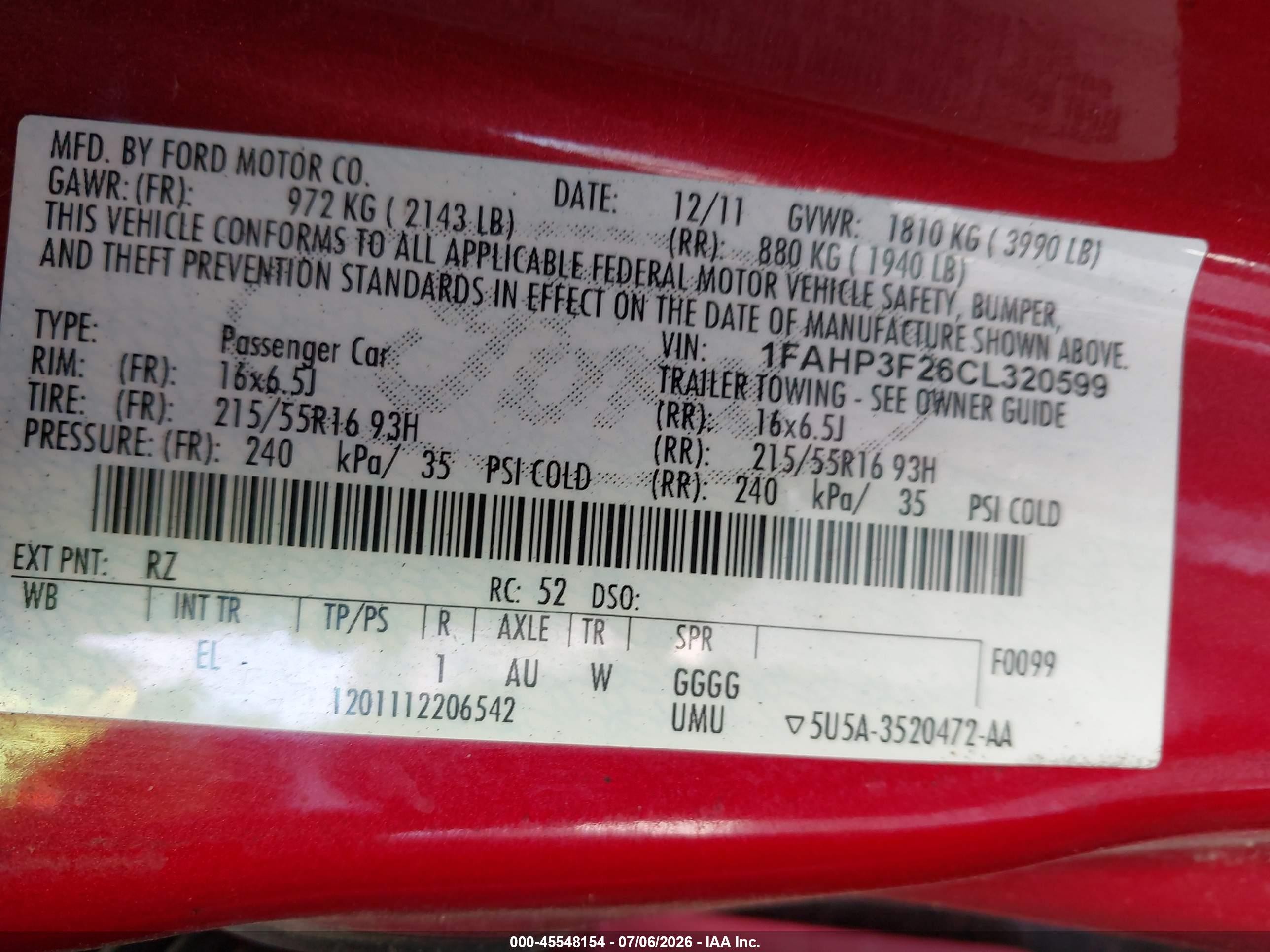 2012 Ford Focus Se Red vin: 1FAHP3F26CL320599