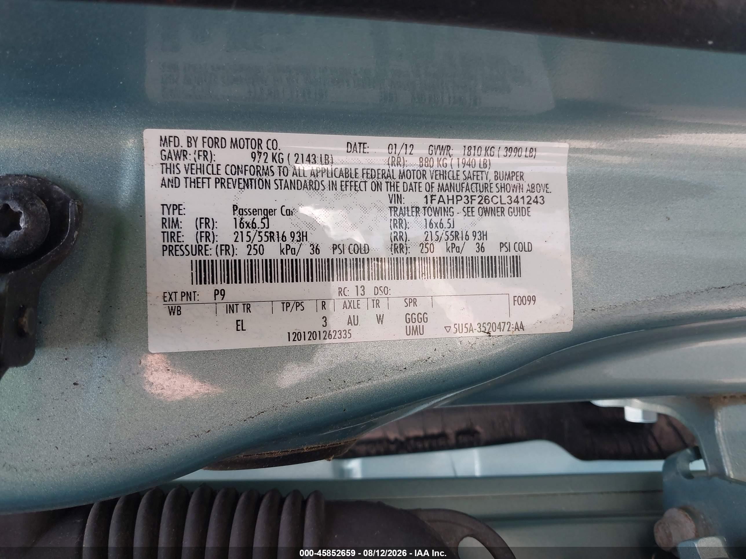 2012 Ford Focus Se Light Blue vin: 1FAHP3F26CL341243