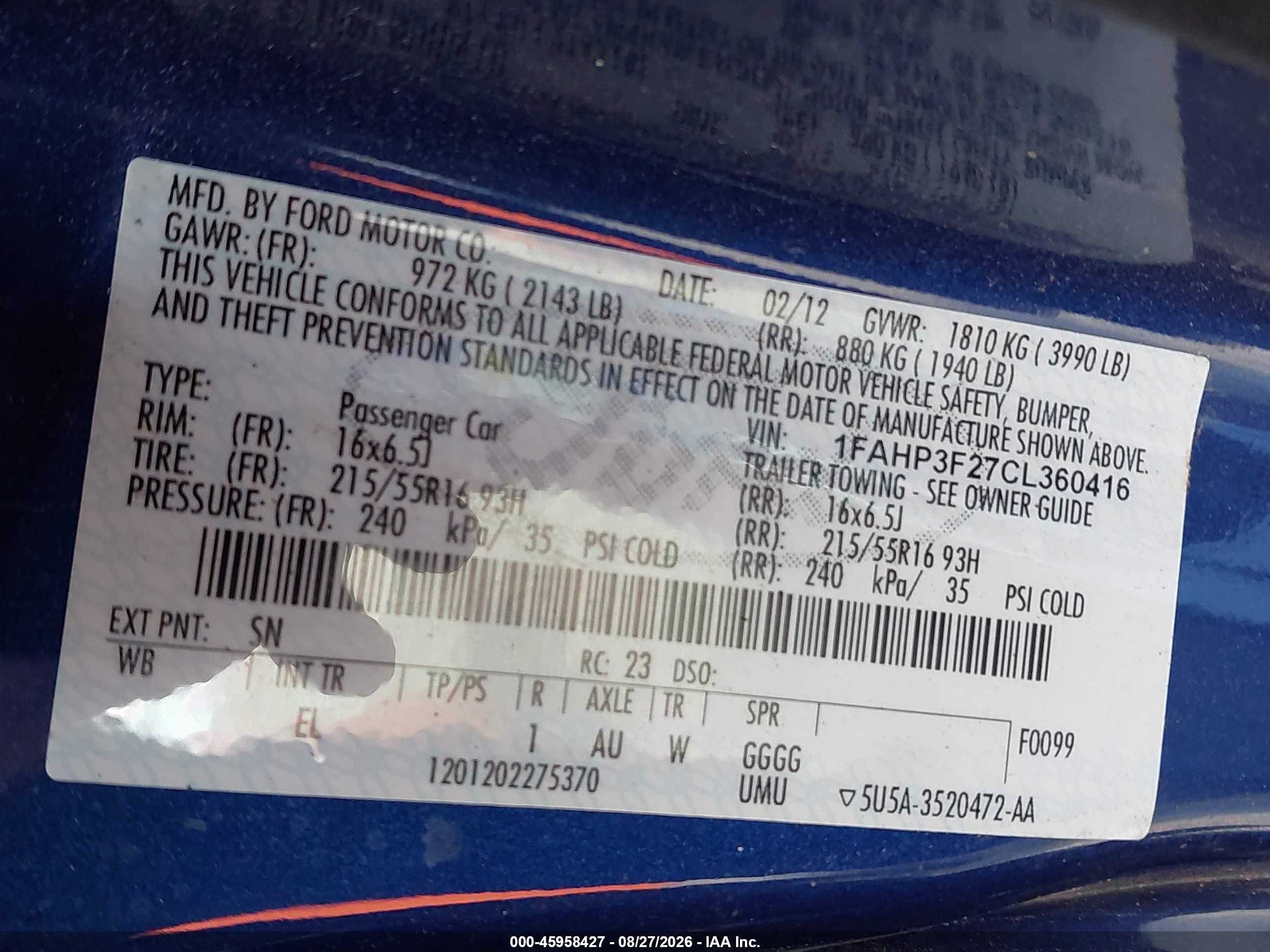 2012 Ford Focus Se Blue vin: 1FAHP3F27CL360416