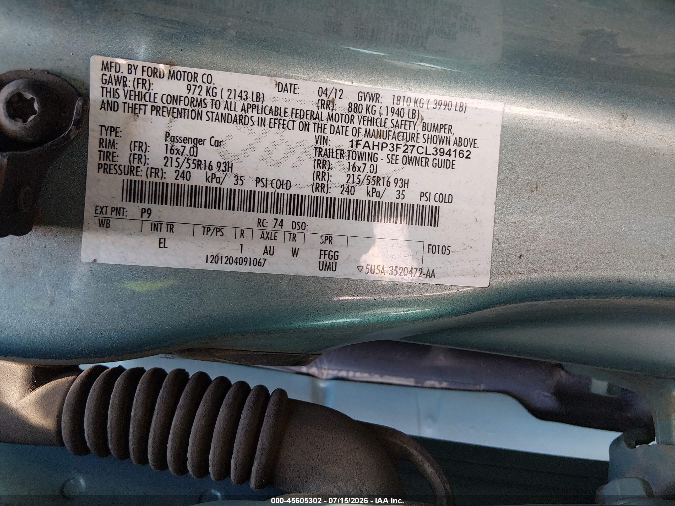 2012 Ford Focus Se Blue vin: 1FAHP3F27CL394162